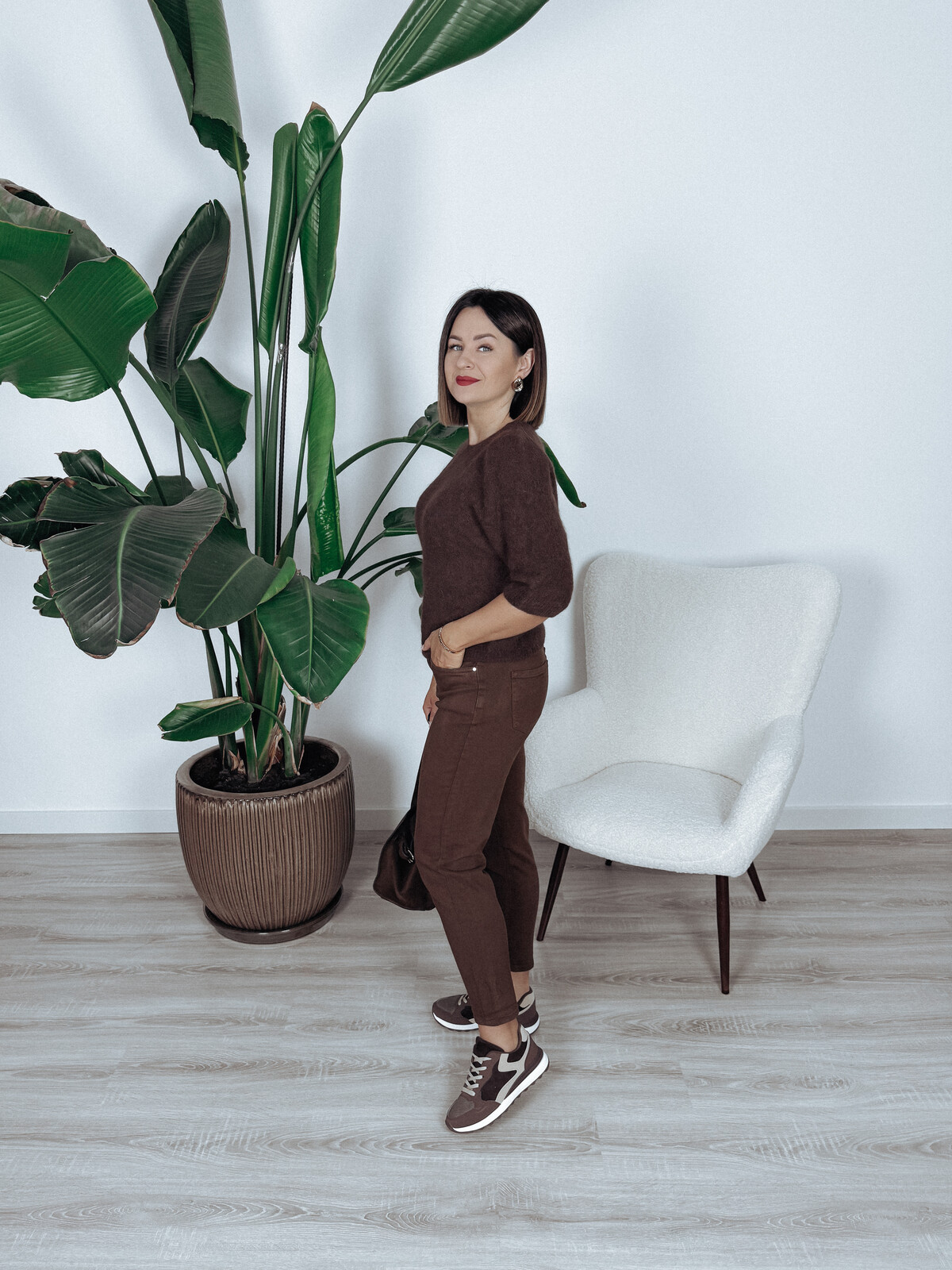 Sweter premium z alpaką i wełną dziewiczą czekoladowy JENA zdjęcie 4