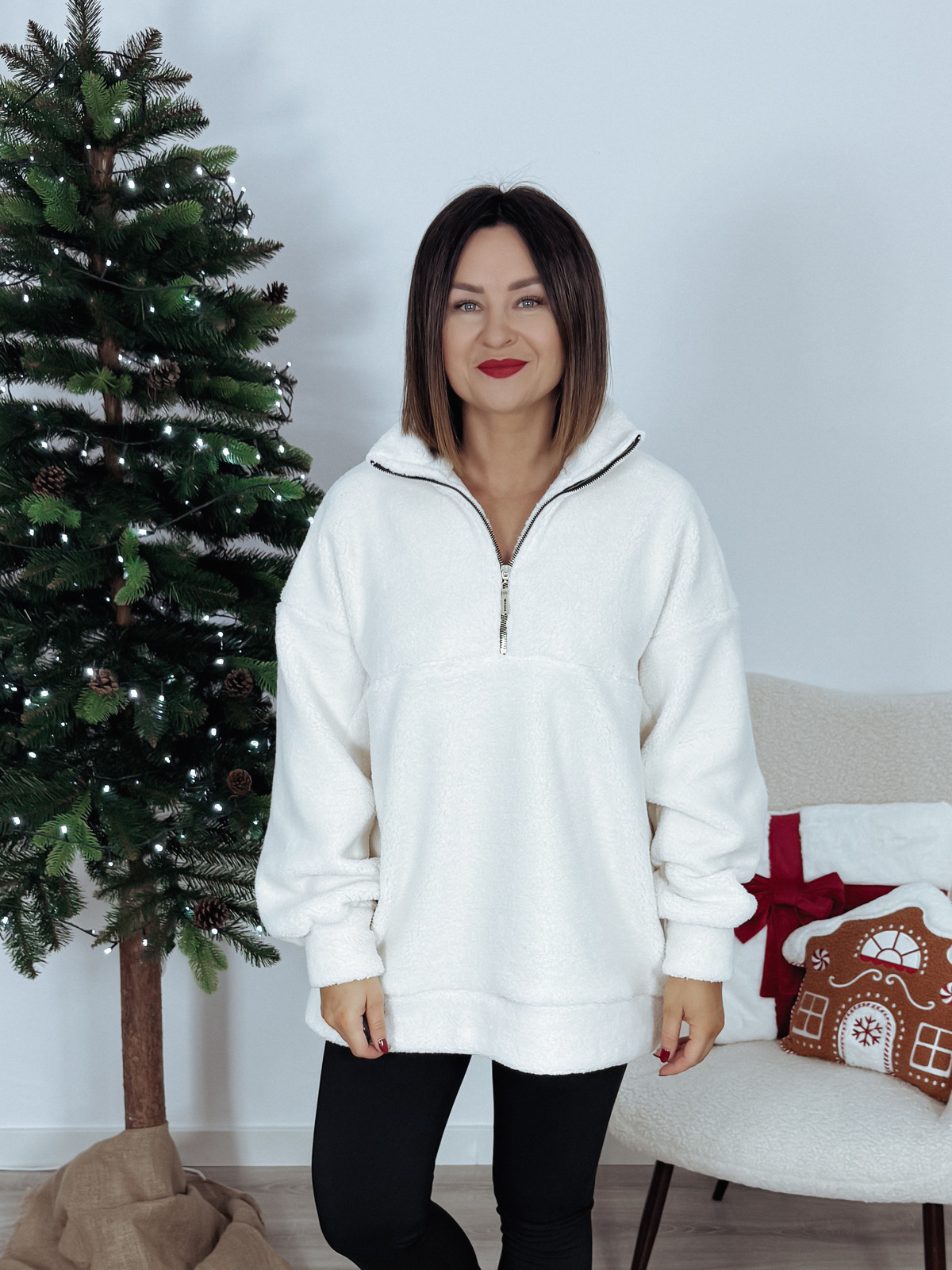 Bluza polarowa 30% wełny śmietankowa TEDDY zdjęcie 1