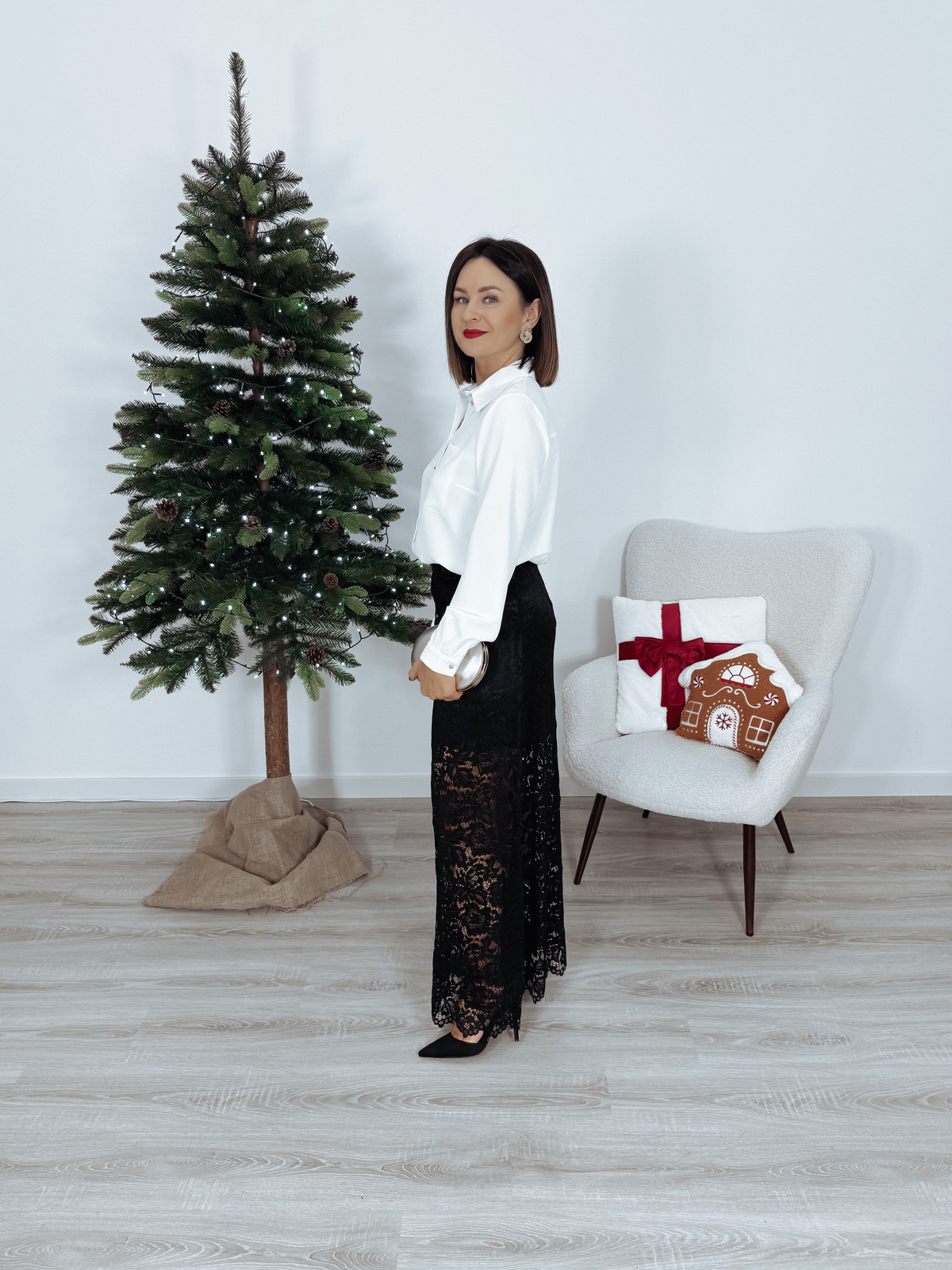 Spódnica maxi z koronkowa czarna SHANDIA zdjęcie 3