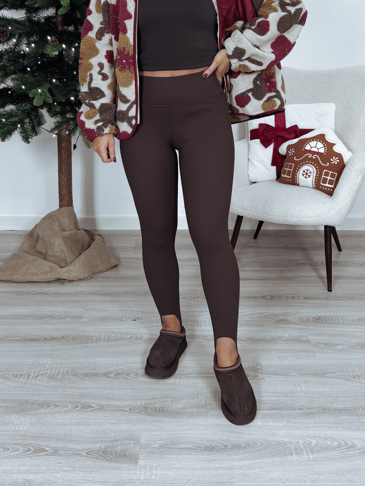 Ocieplane modelujące narciarki PREMIUM brązowe WINTER zdjęcie 3