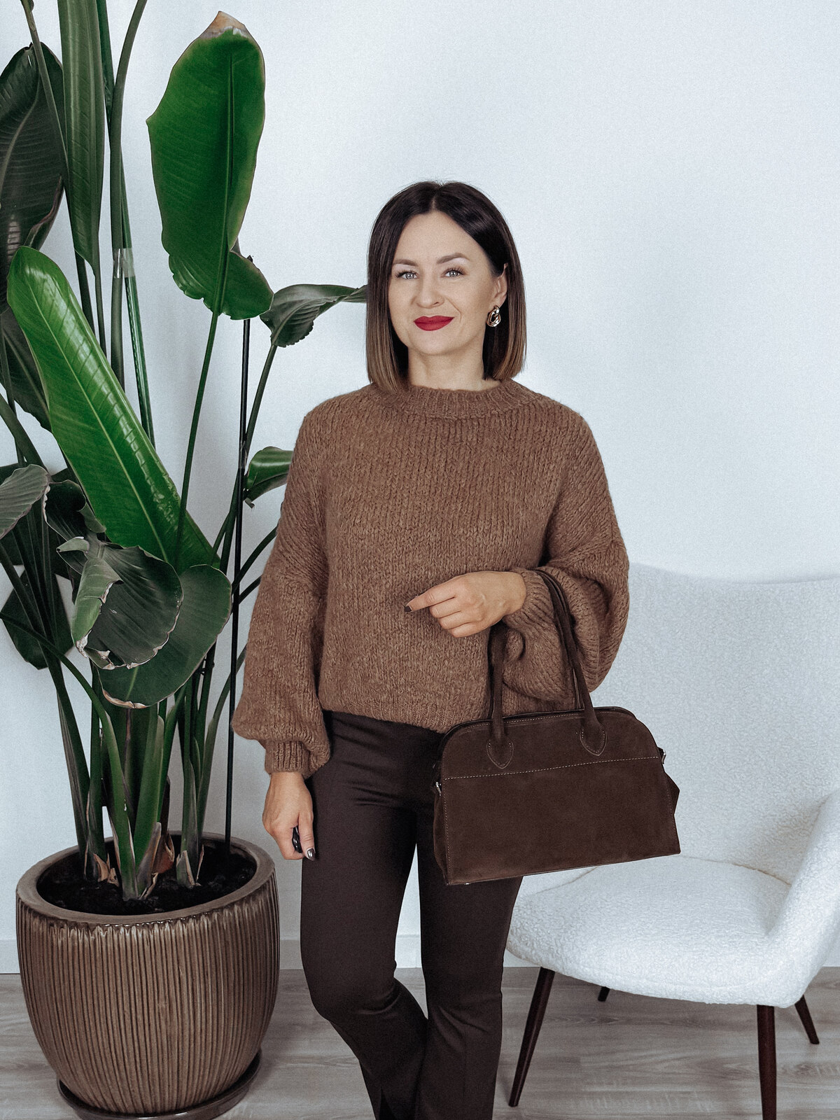 Sweter oversize mleczna czekolada AROMA zdjęcie 1