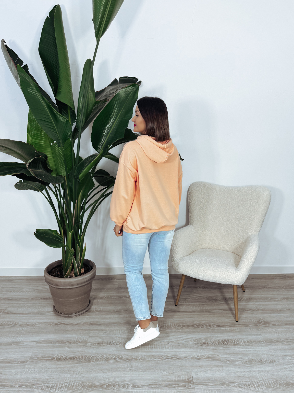 Bluza z kapturem oversize kolorowe troczki pomarańczowa HAPPY ♡ zdjęcie 4
