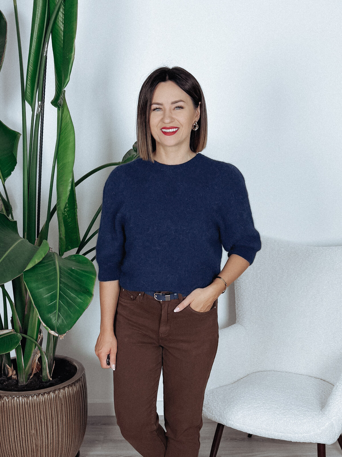 Sweter premium z alpaką i wełną dziewiczą granatowy JENA zdjęcie 1