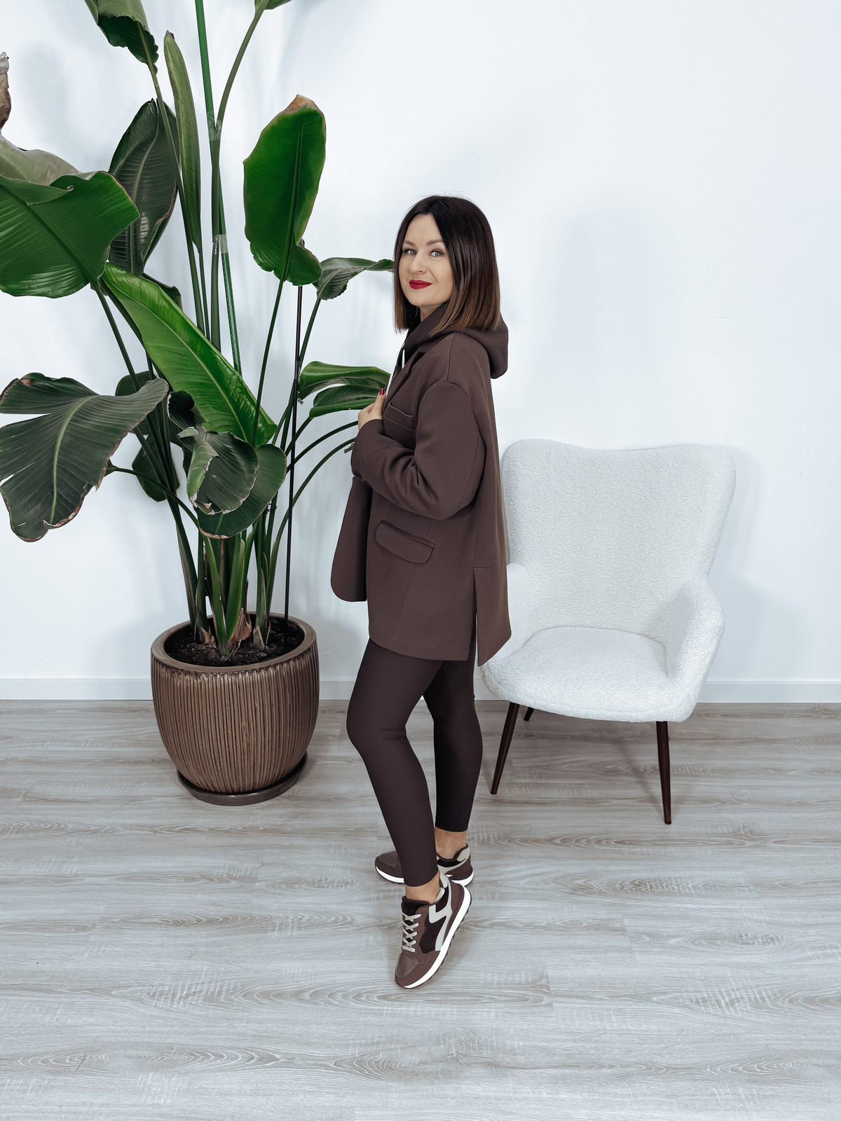 Marynarka oversize premium 95% bawełna czekolada BELLA zdjęcie 3