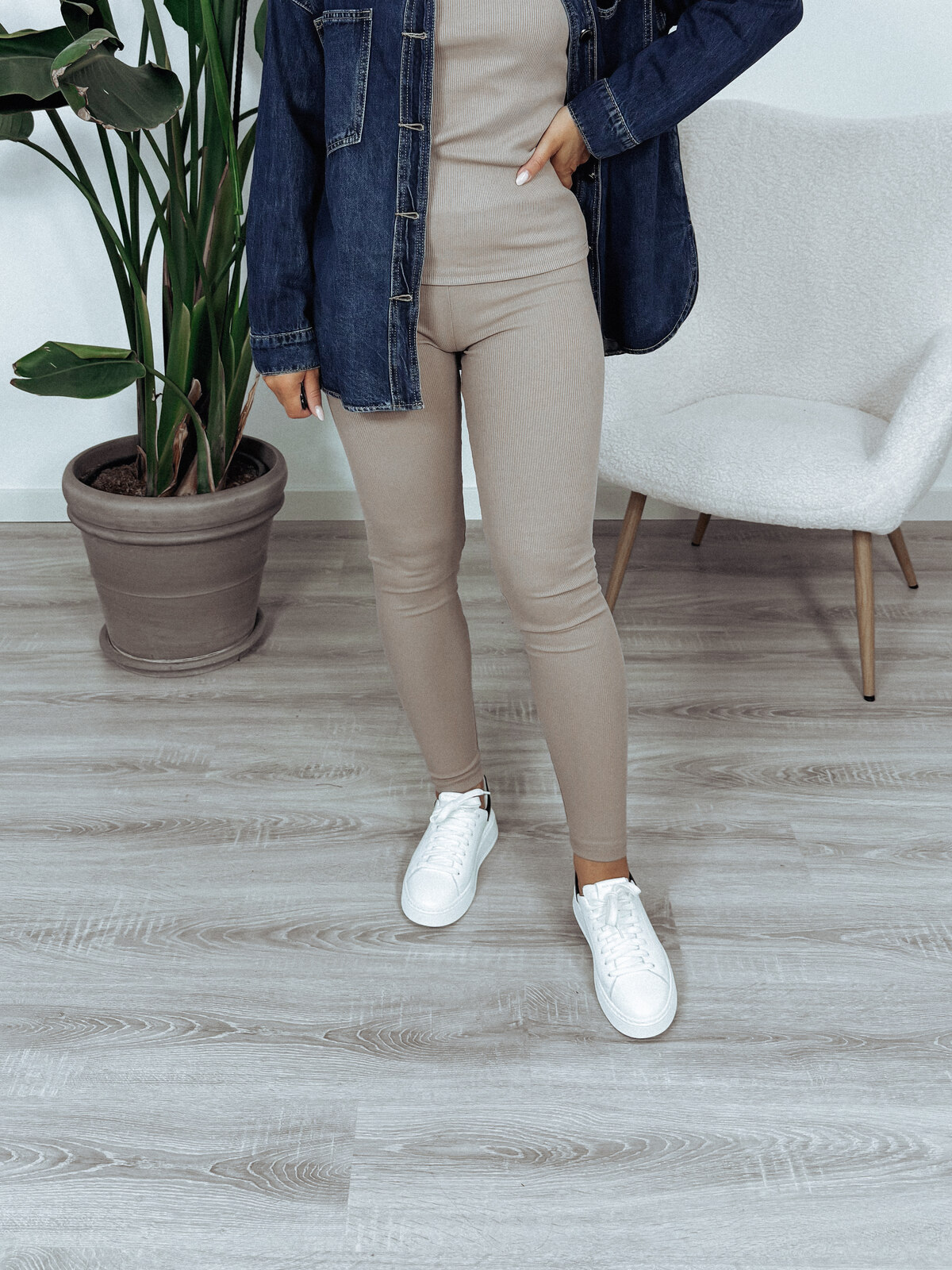Legginsy z bawełny prążkowanej fango TIZO zdjęcie 1