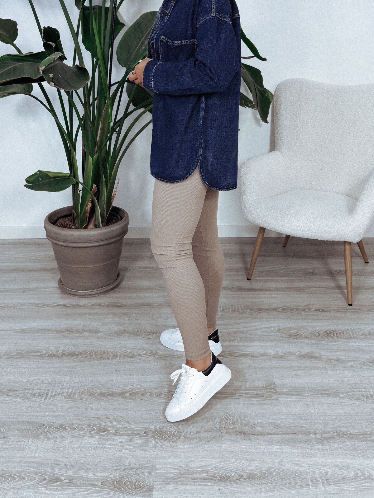 Legginsy z bawełny prążkowanej fango TIZO zdjęcie 3