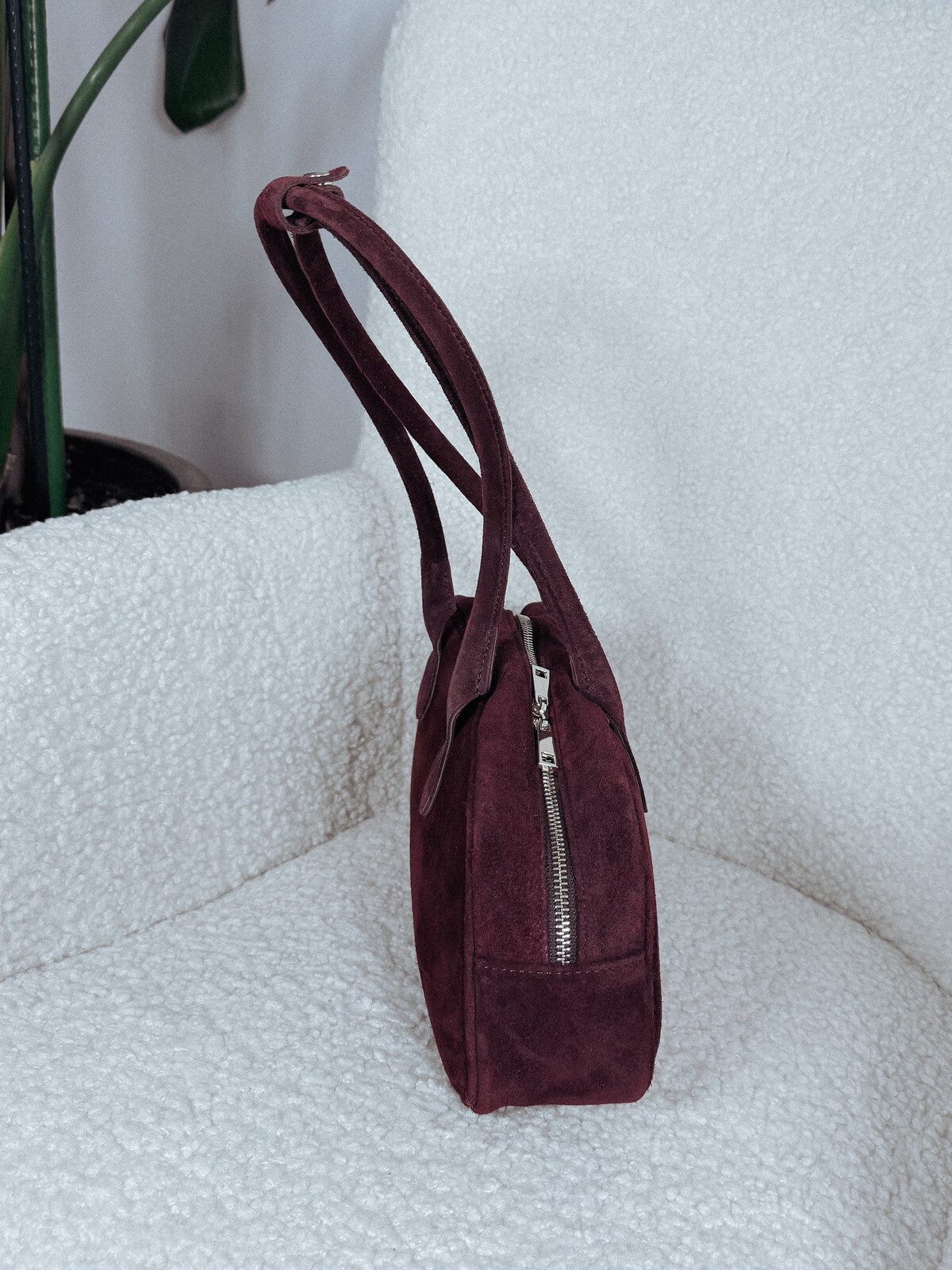 Torebka viralowa ze skóry naturalnej bordowa KENO zdjęcie 2