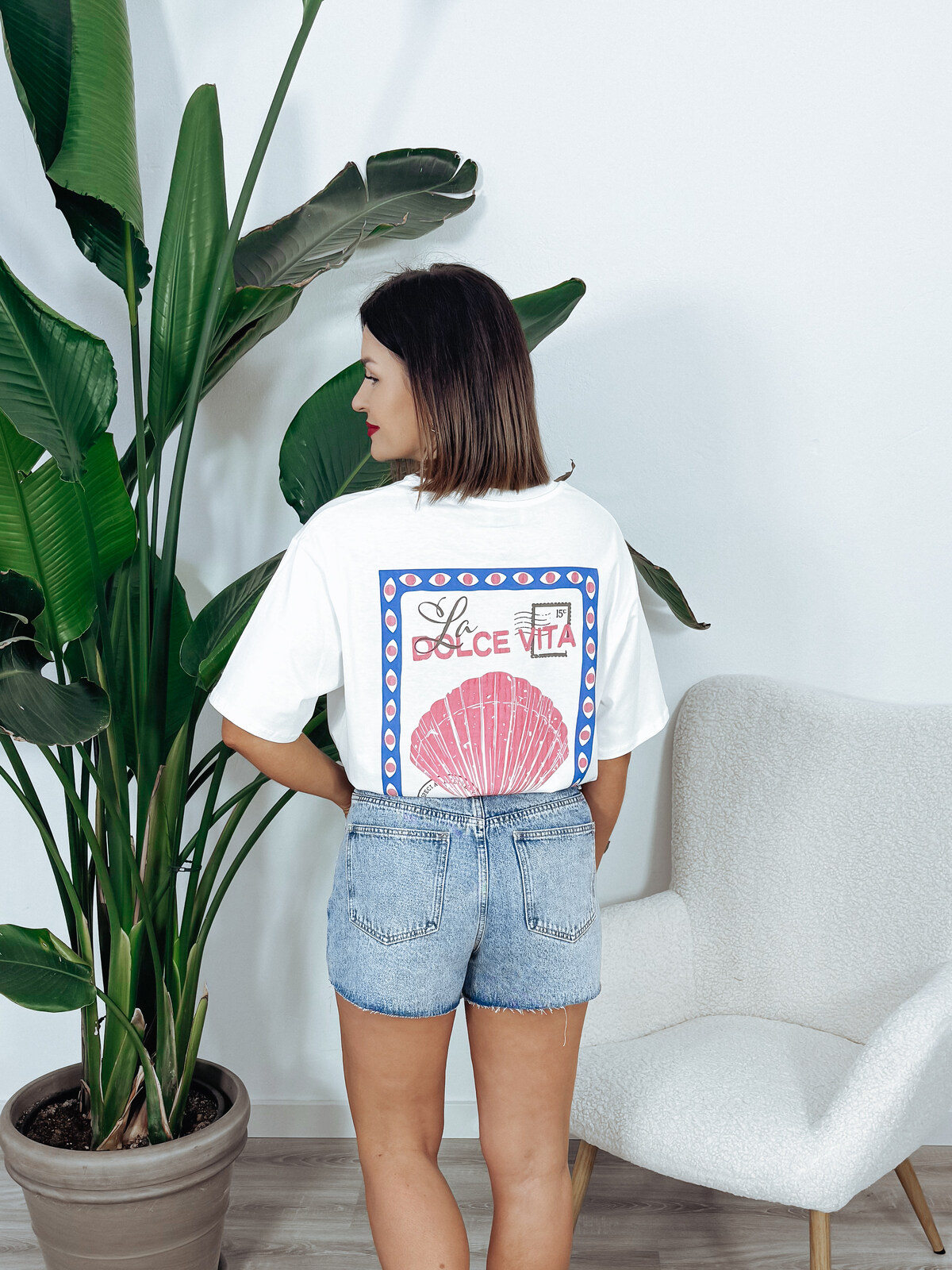 T-shirt oversize z bawełny biały DOLCE VITA zdjęcie 4