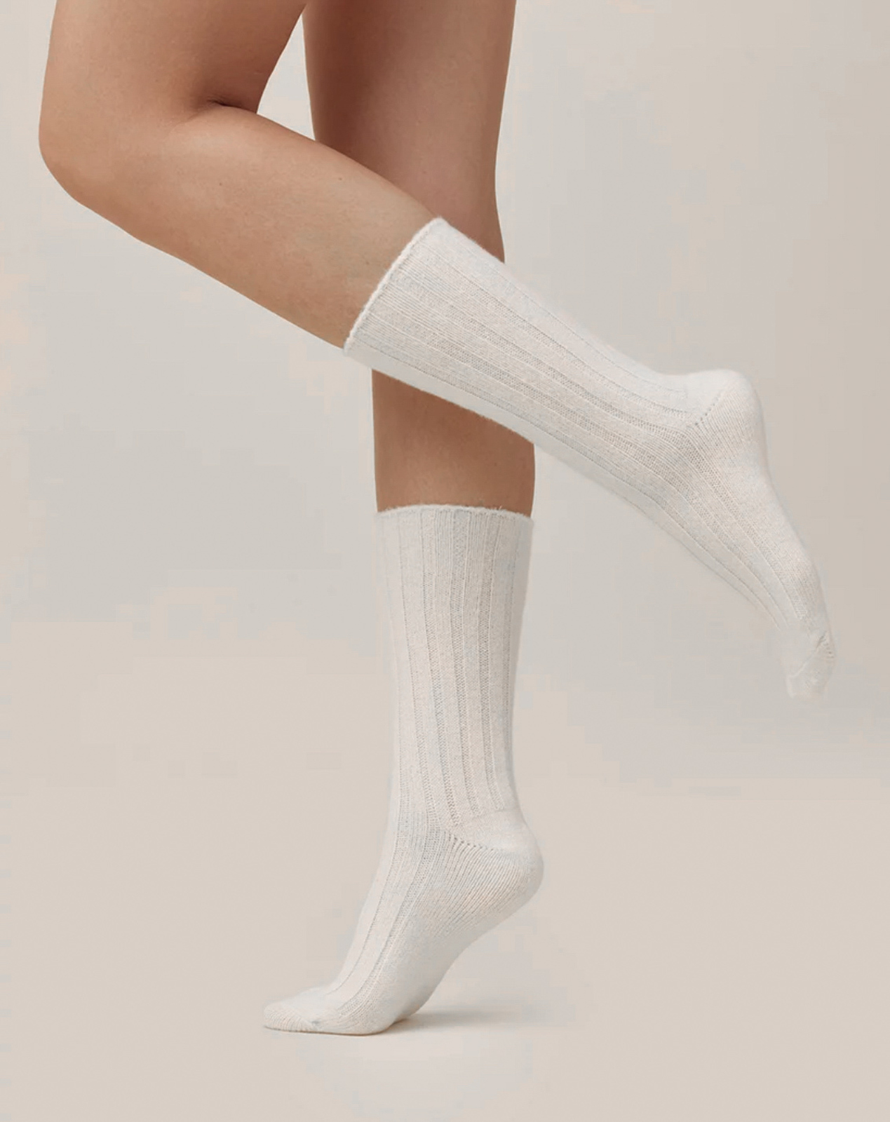 Skarpetki 88% wełna merino śmietanka zdjęcie 1