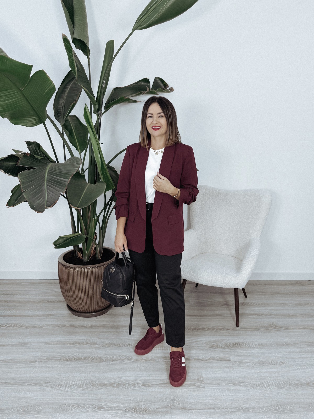 Marynarka | marszczone rękawy | bordo SELENA zdjęcie 2