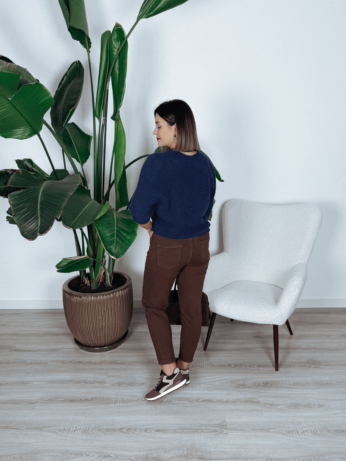 Sweter premium z alpaką i wełną dziewiczą granatowy JENA zdjęcie 4