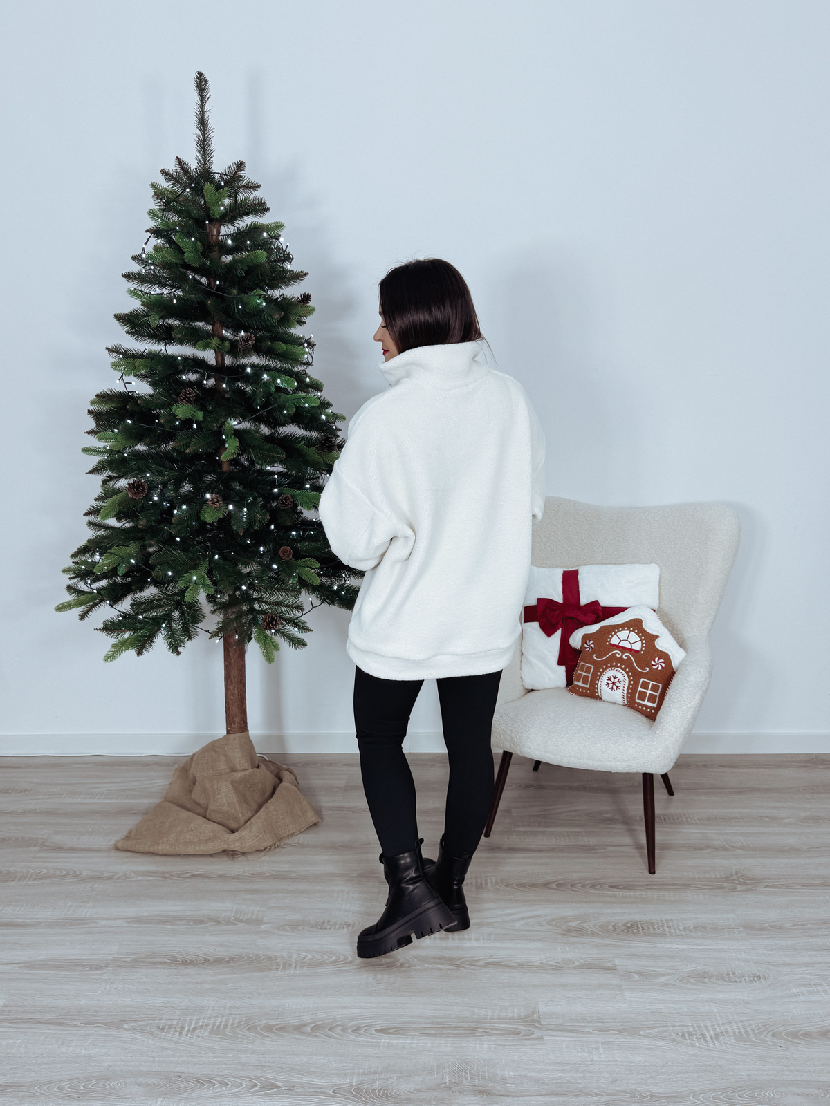 Bluza polarowa 30% wełny śmietankowa TEDDY zdjęcie 4