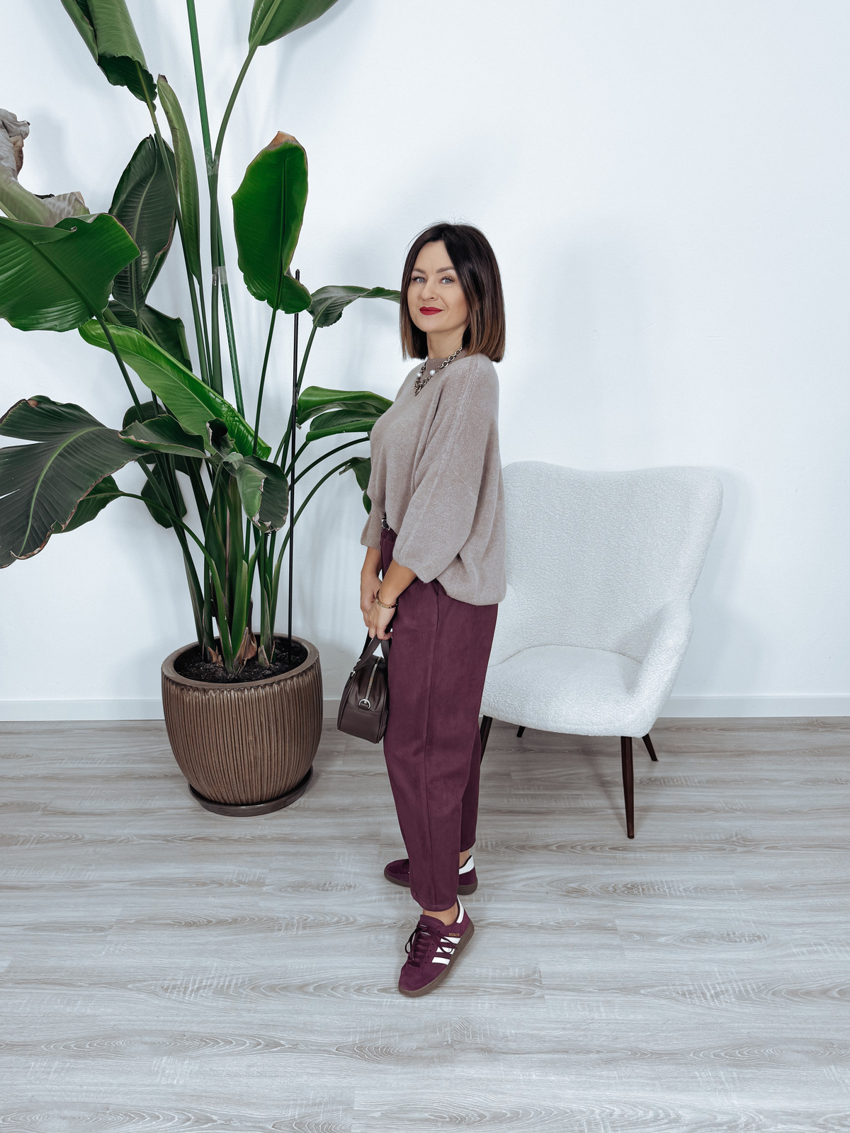 Sweter oversize z baby alpaką i wełną | taupe RUNNI zdjęcie 4