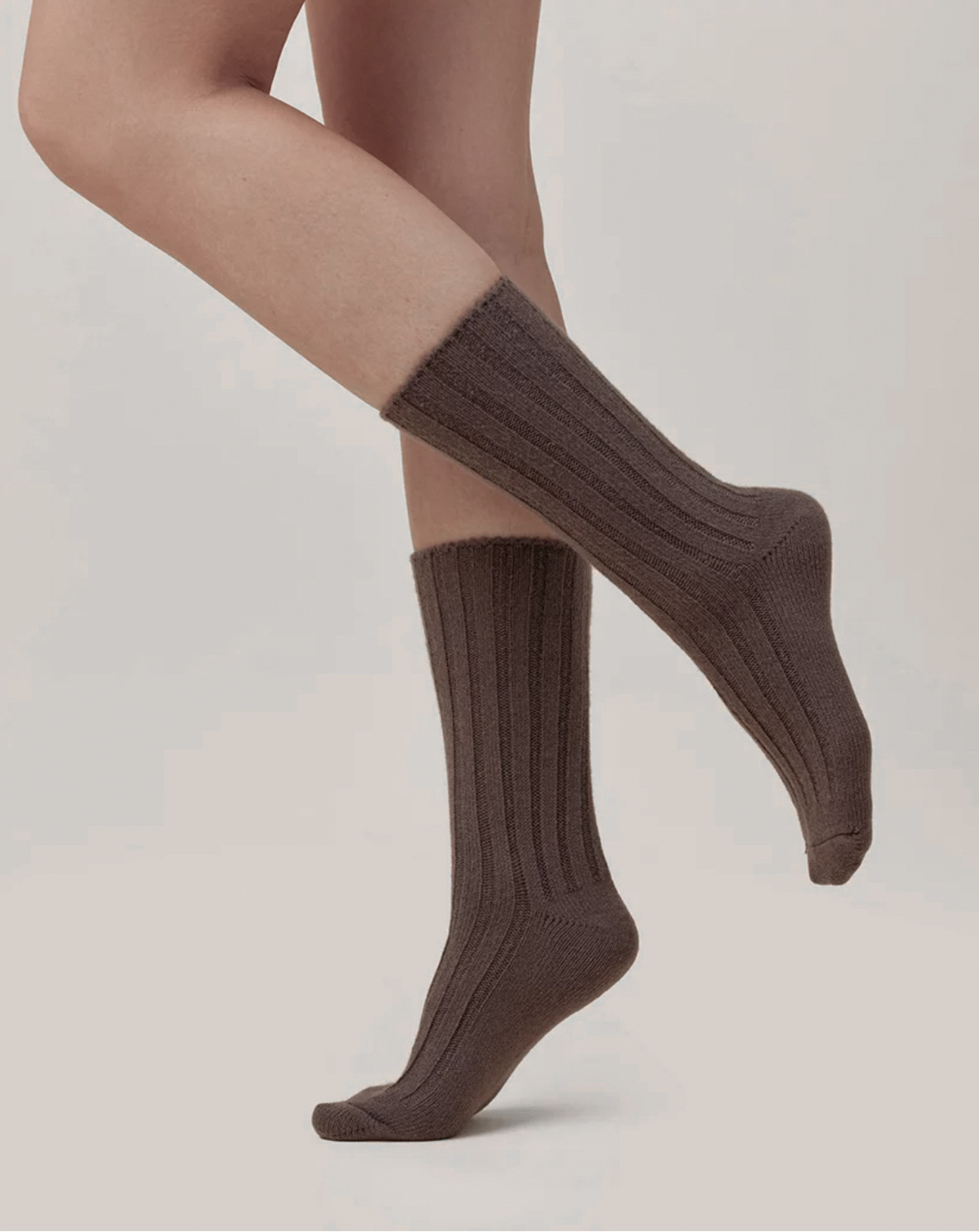 Skarpetki 88% wełna merino kakao zdjęcie 1