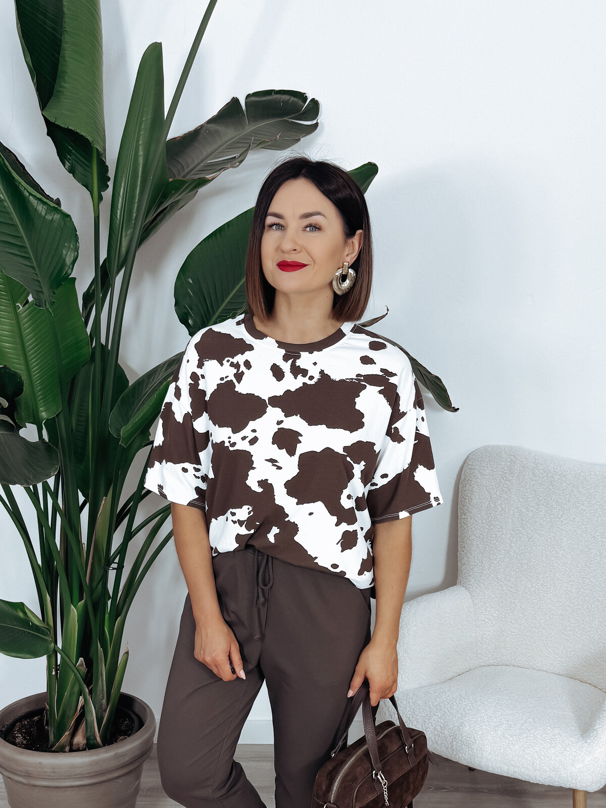 T-shirt łaty biało-brązowe KENZY zdjęcie 1
