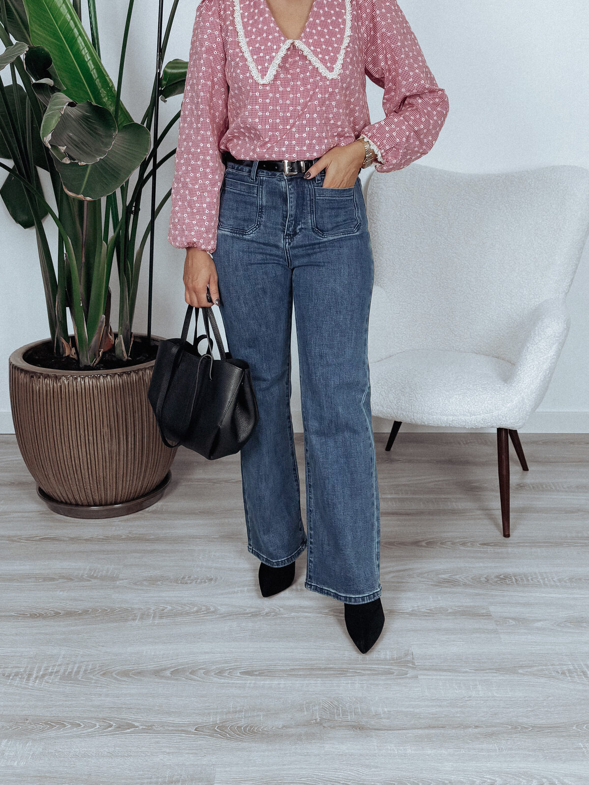 Jeansy wide leg z kieszeniami z przodu granatowe EMILIO zdjęcie 1