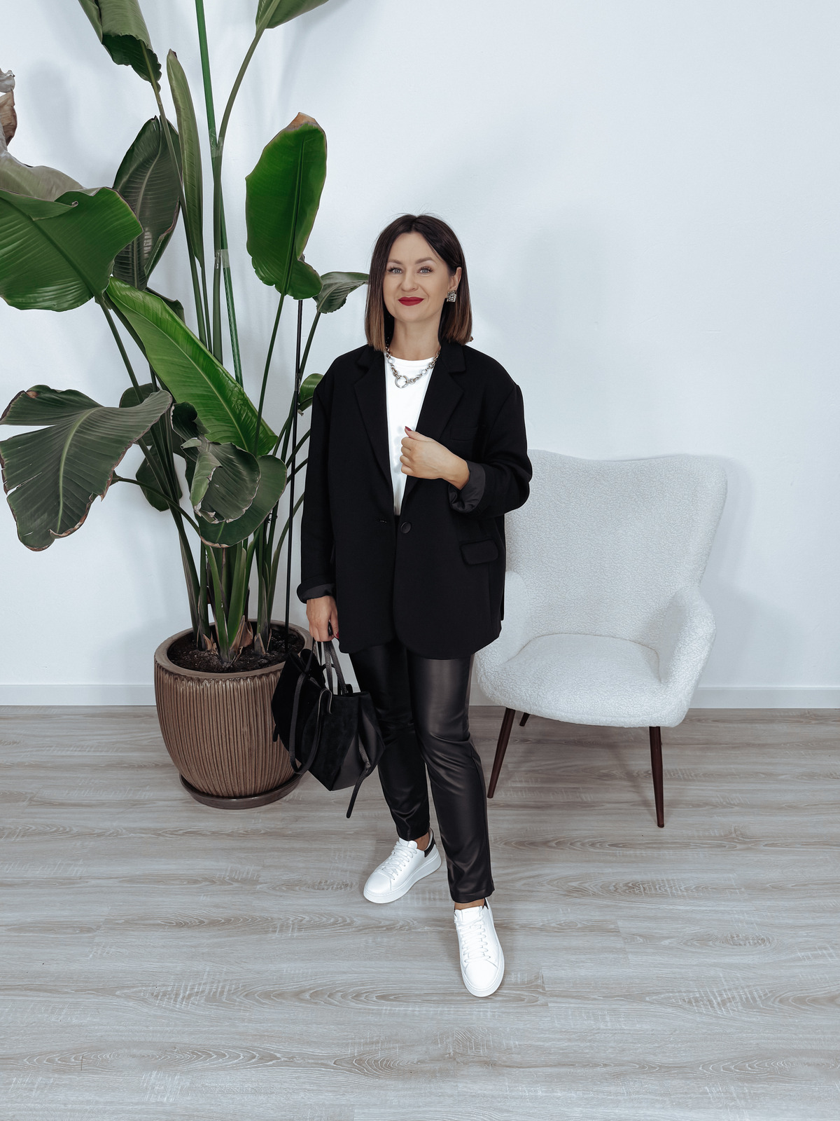 Marynarka oversize premium 95% bawełna czarna BELLA zdjęcie 2