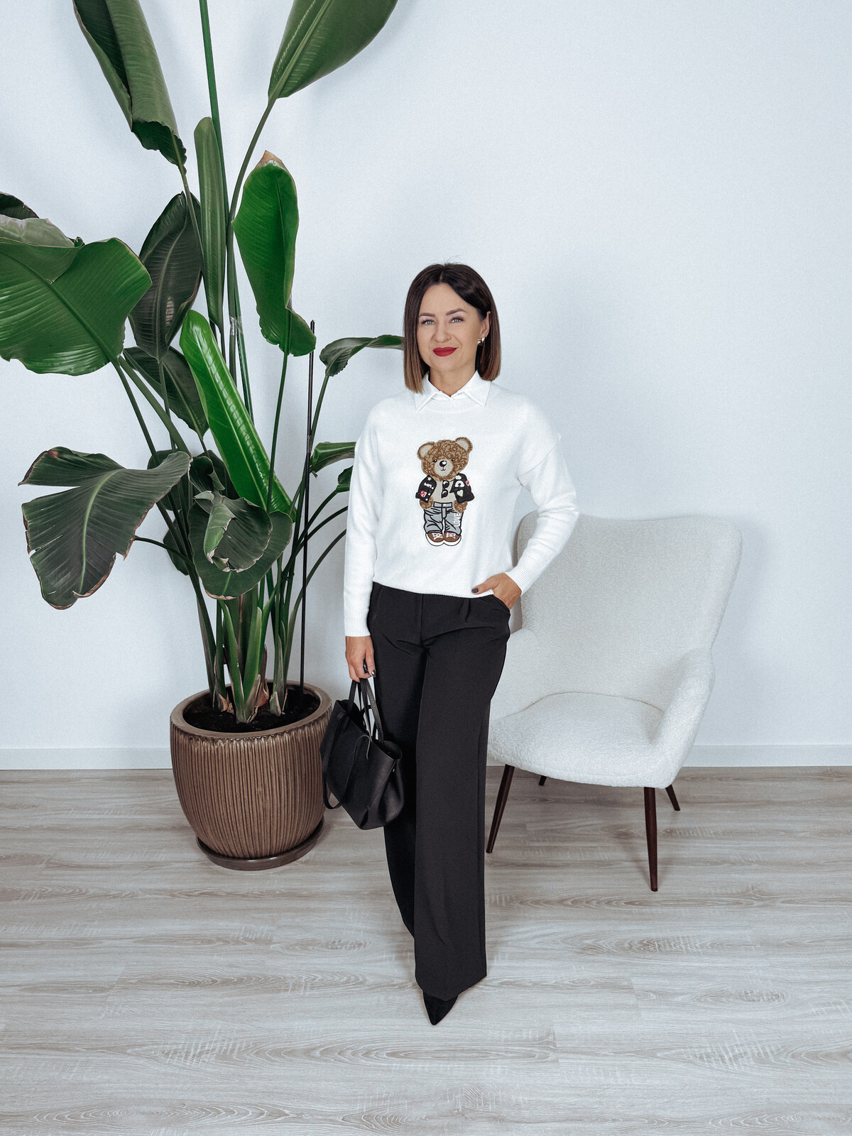 Sweter z misiem biały TOMMY zdjęcie 2