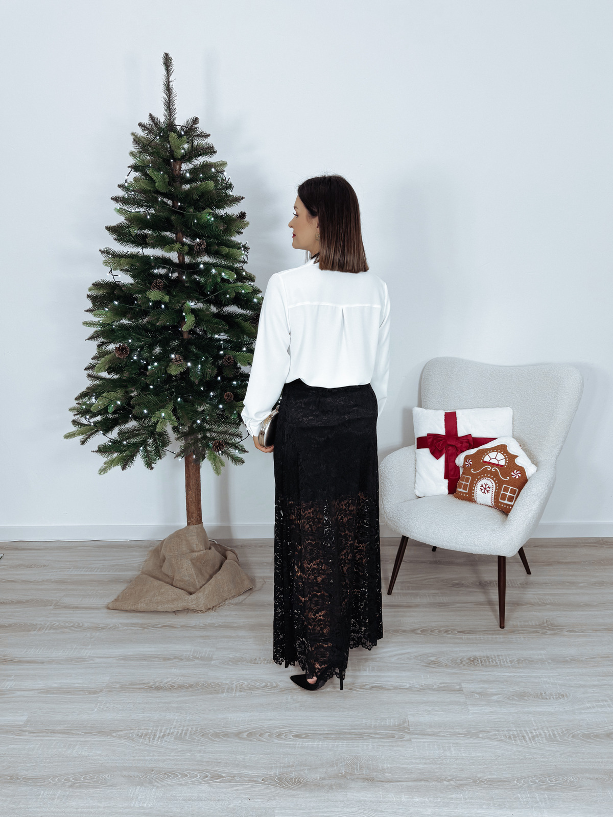 Spódnica maxi z koronkowa czarna SHANDIA zdjęcie 4