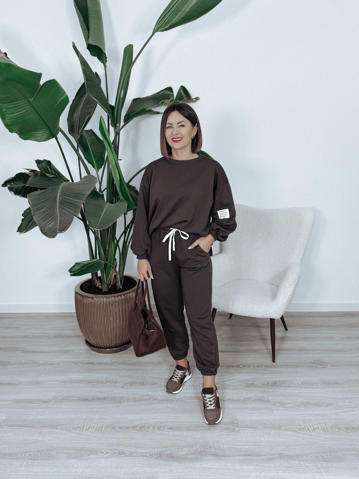 Komplet bawełniany bluza + spodnie czekolada ARIA zdjęcie 1