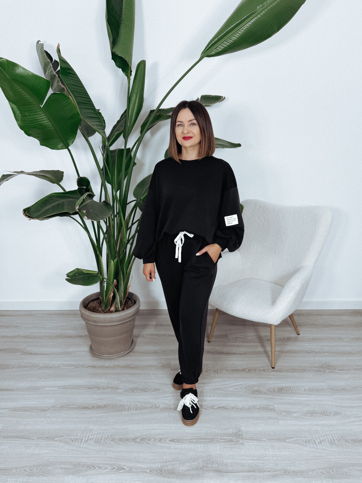Komplet bluza + spodnie czarny ARIA II - materiał MASEŁKO - PRE ORDER zdjęcie 1