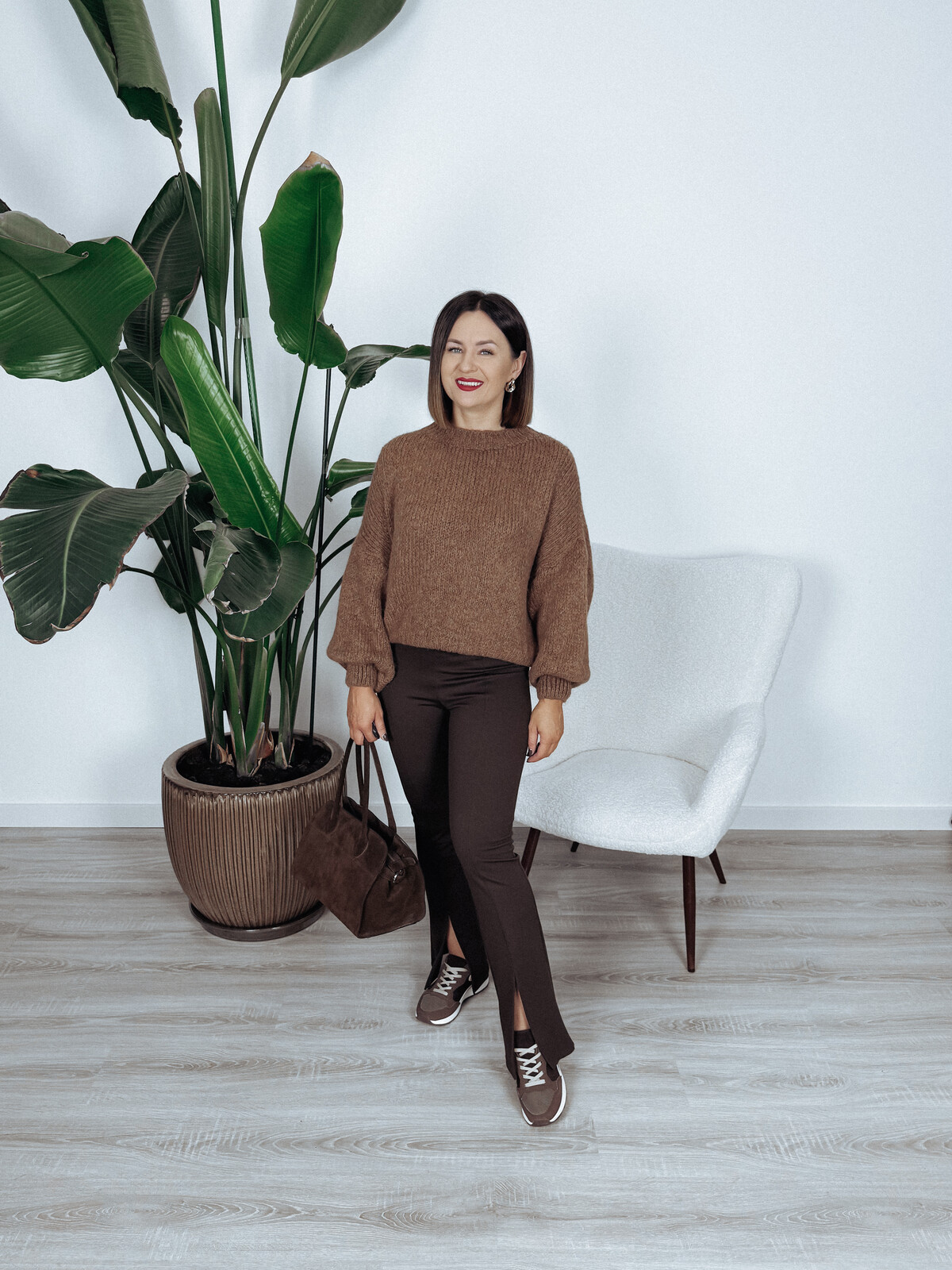 Sweter oversize mleczna czekolada AROMA zdjęcie 2