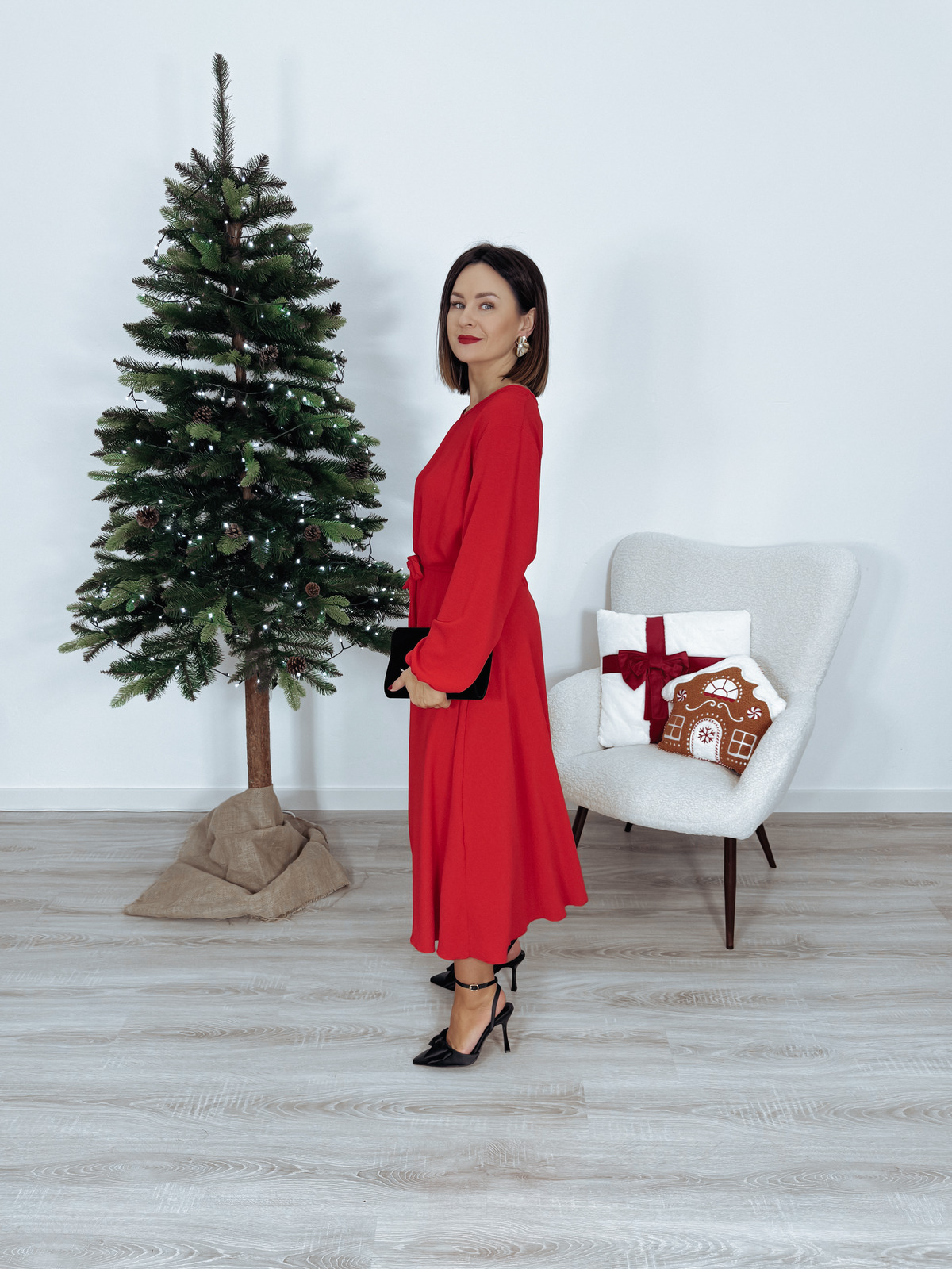 Sukienka maxi | większy standard | z paskiem czerwona CHRISTINA zdjęcie 3