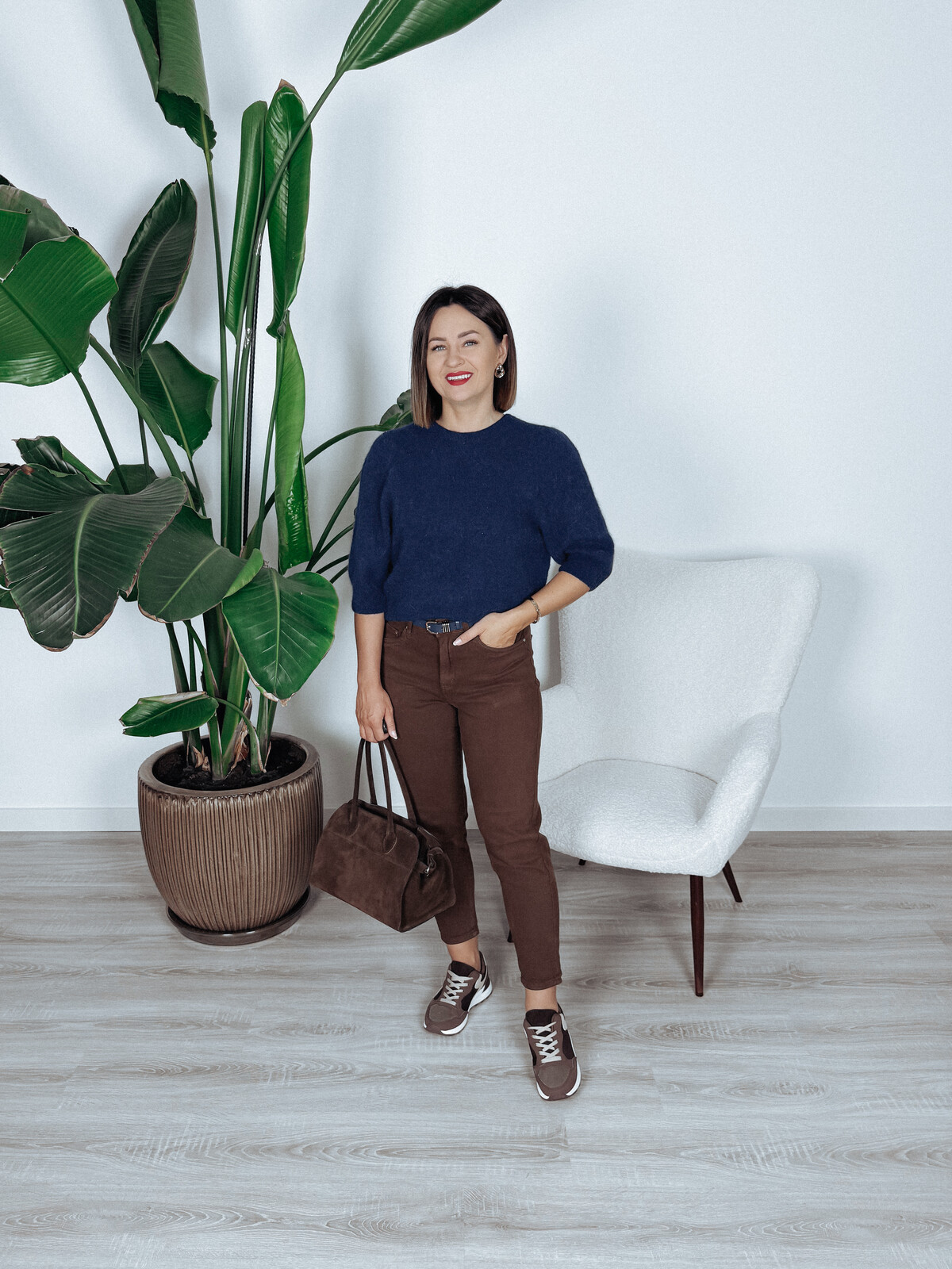 Sweter premium z alpaką i wełną dziewiczą granatowy JENA zdjęcie 2