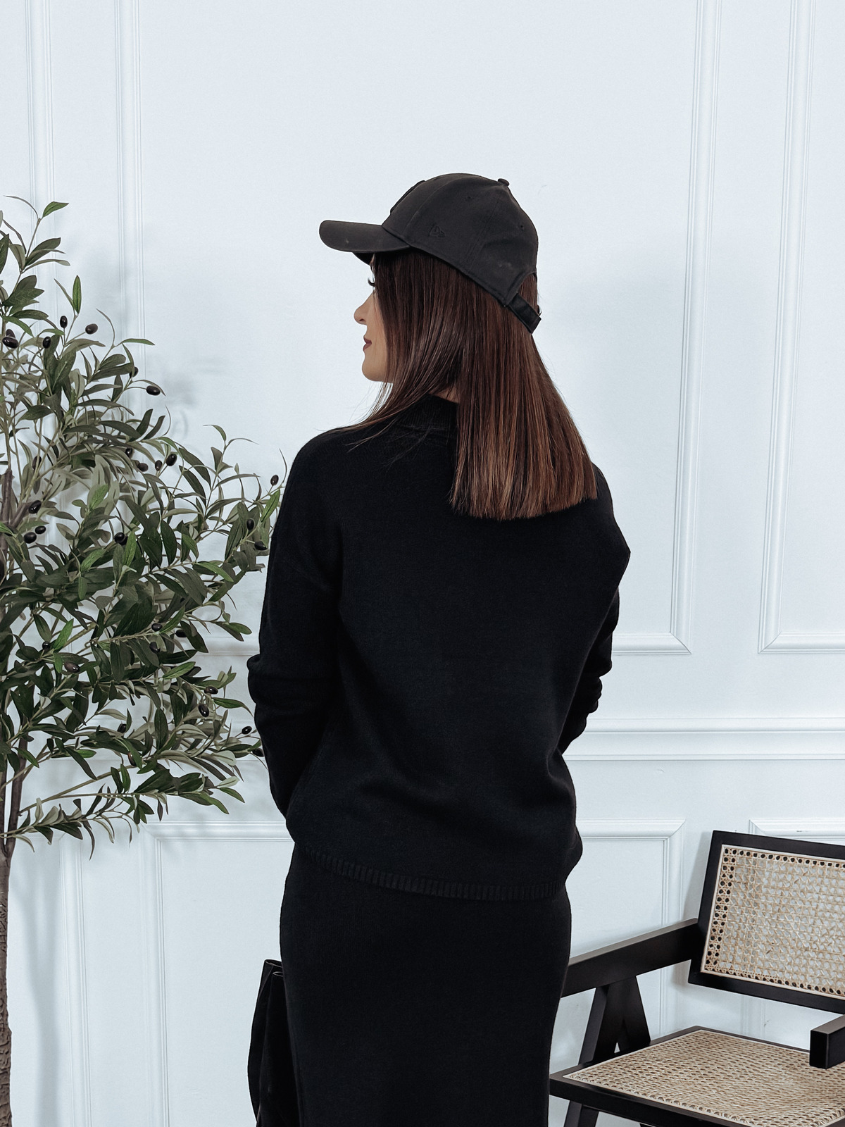 Komplet spódnica i bluzka dzianinowy czarny MORGAN