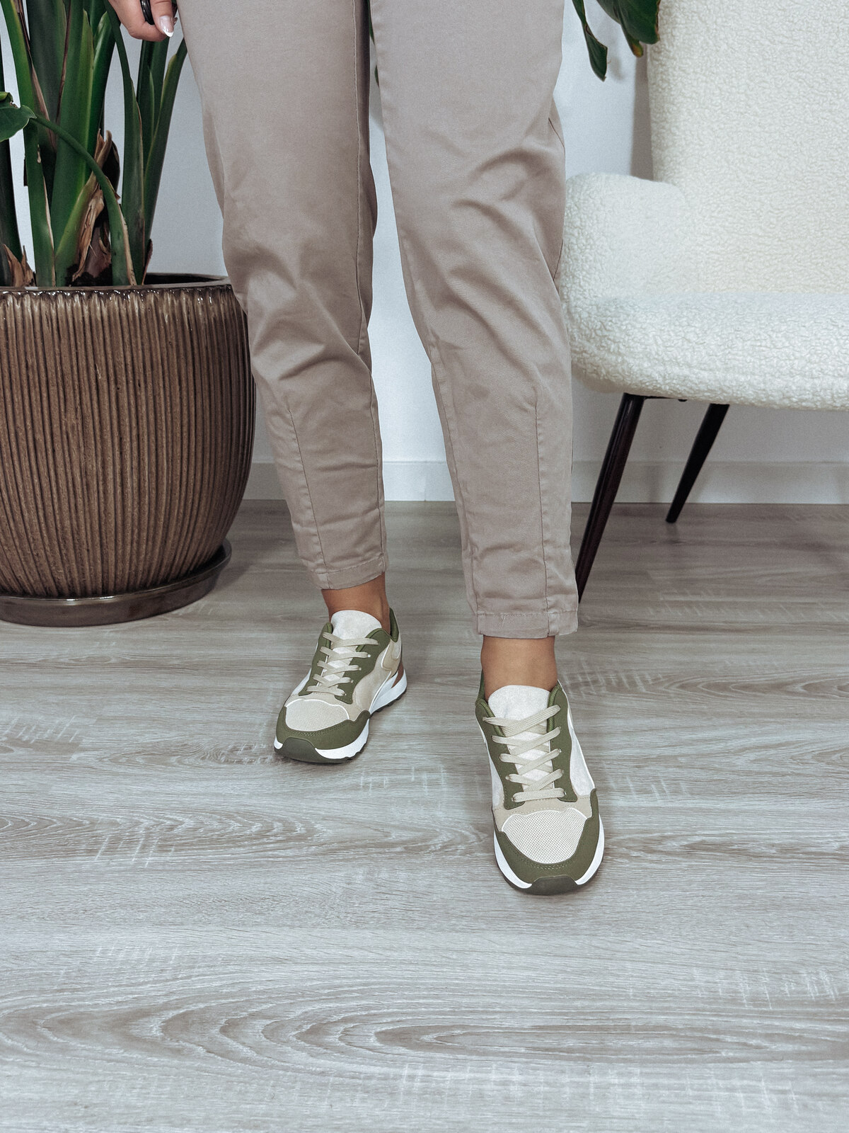 Sneakersy beżowo-khaki STREET zdjęcie 2