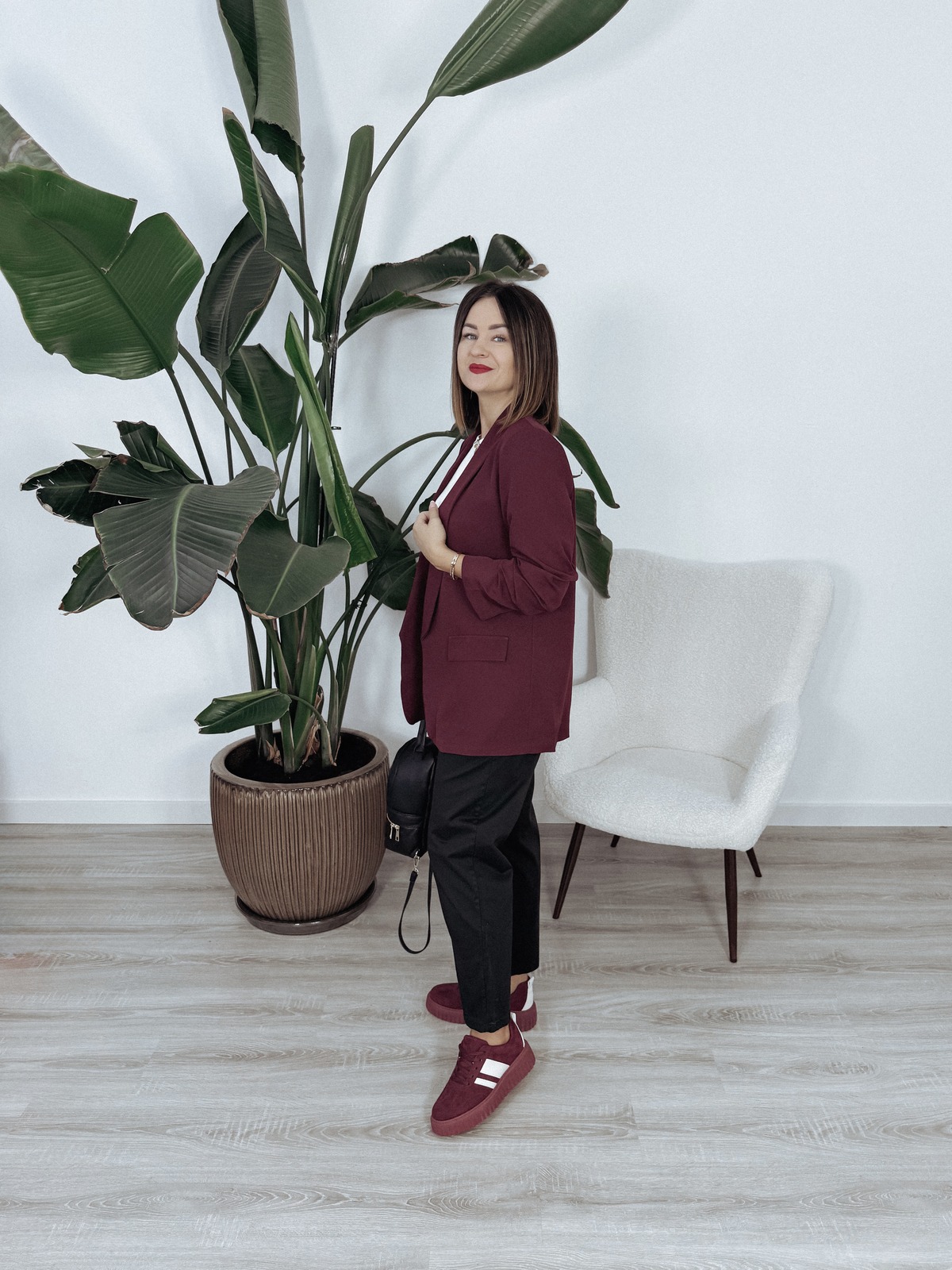 Marynarka | marszczone rękawy | bordo SELENA zdjęcie 3