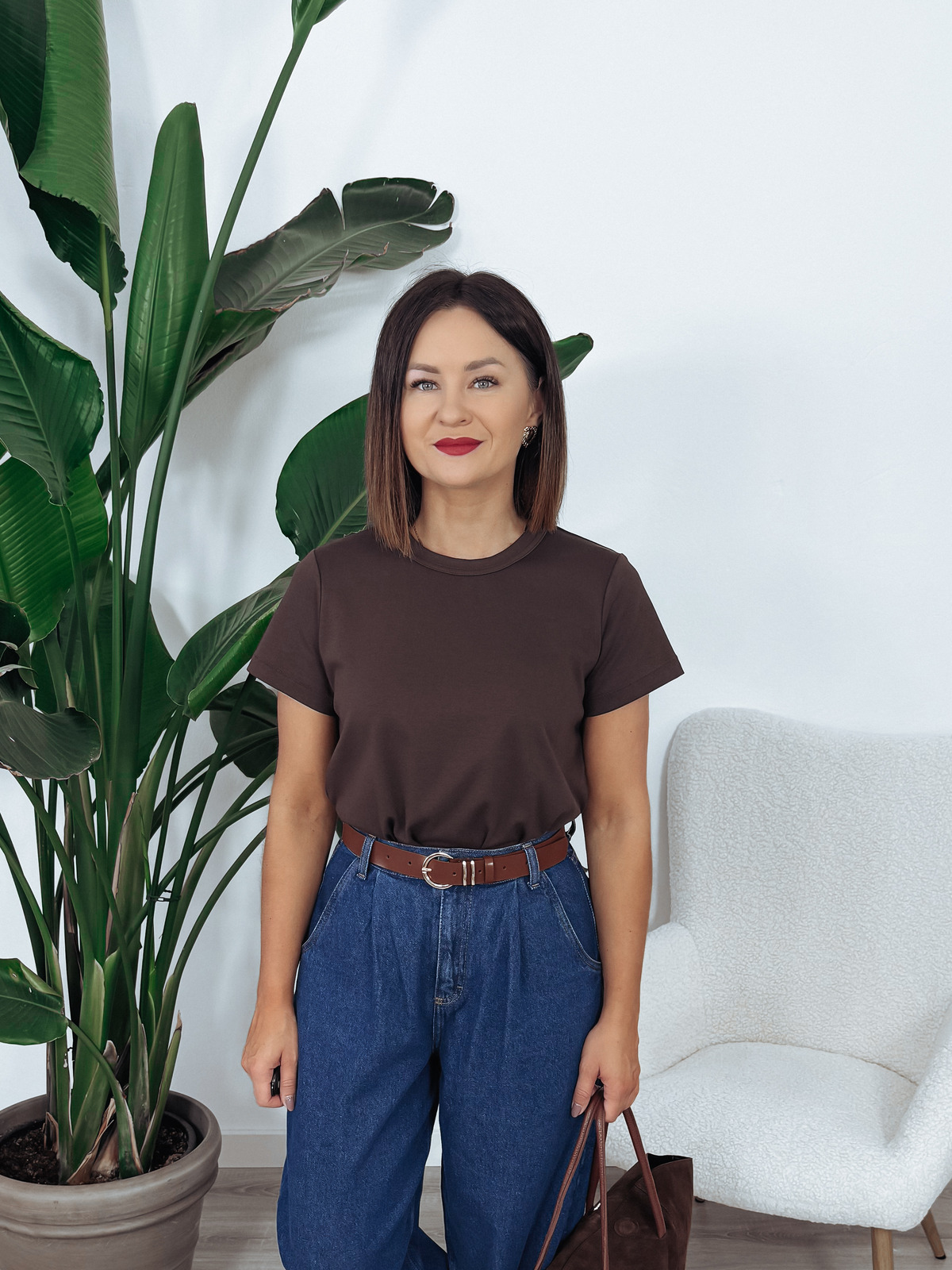 T-shirt premium 100% bawełna czekoladowy HALEY zdjęcie 1