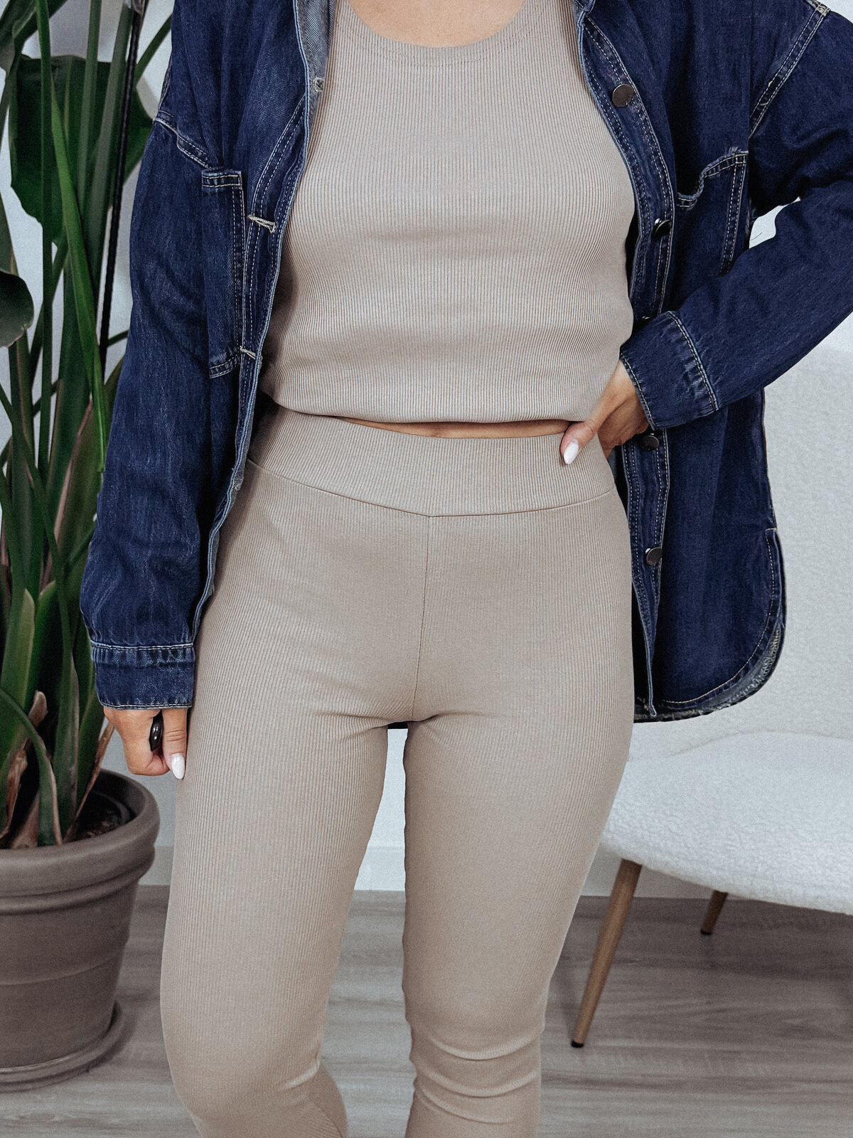 Legginsy z bawełny prążkowanej fango TIZO zdjęcie 4