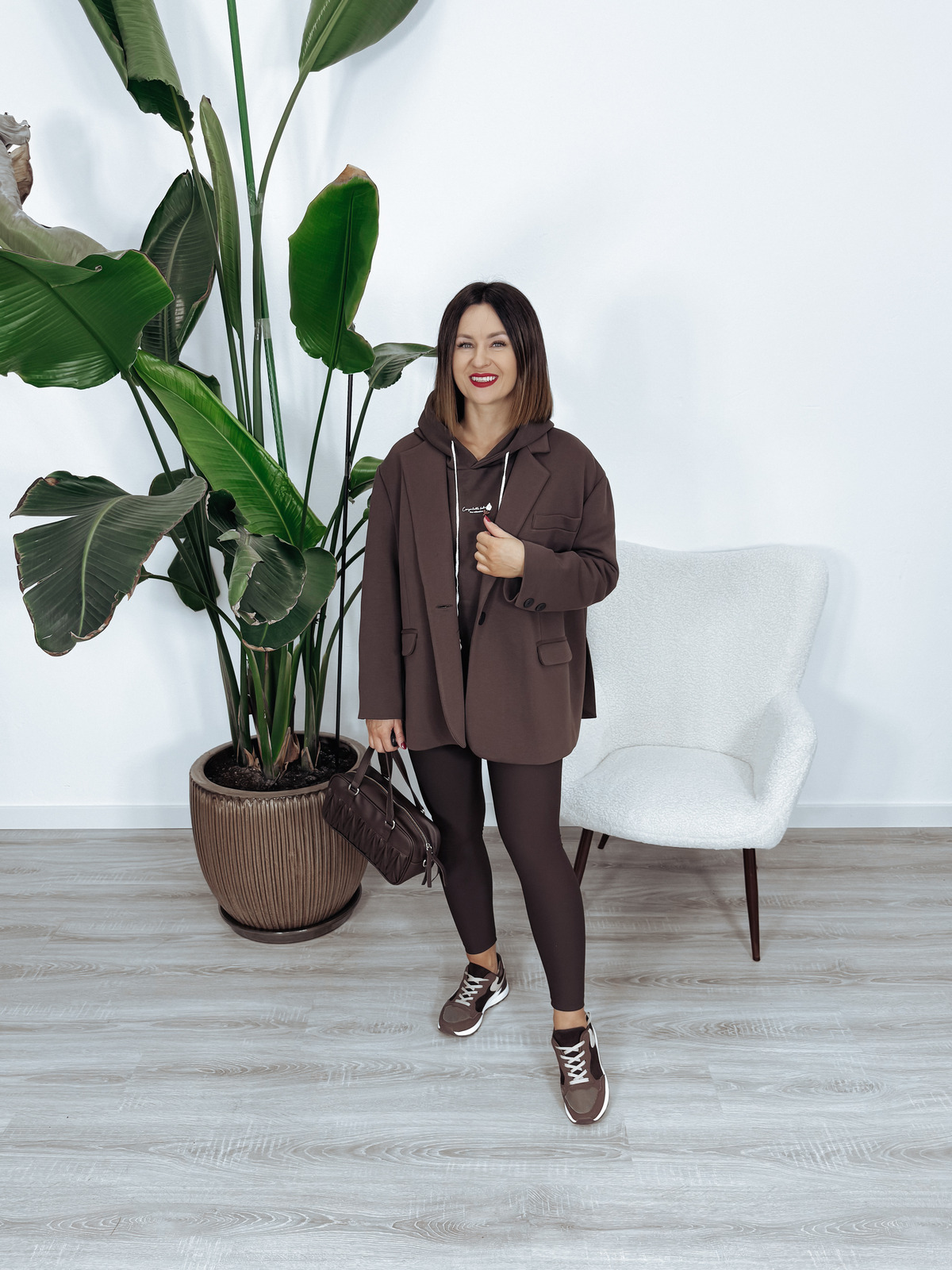 Marynarka oversize premium 95% bawełna czekolada BELLA zdjęcie 2