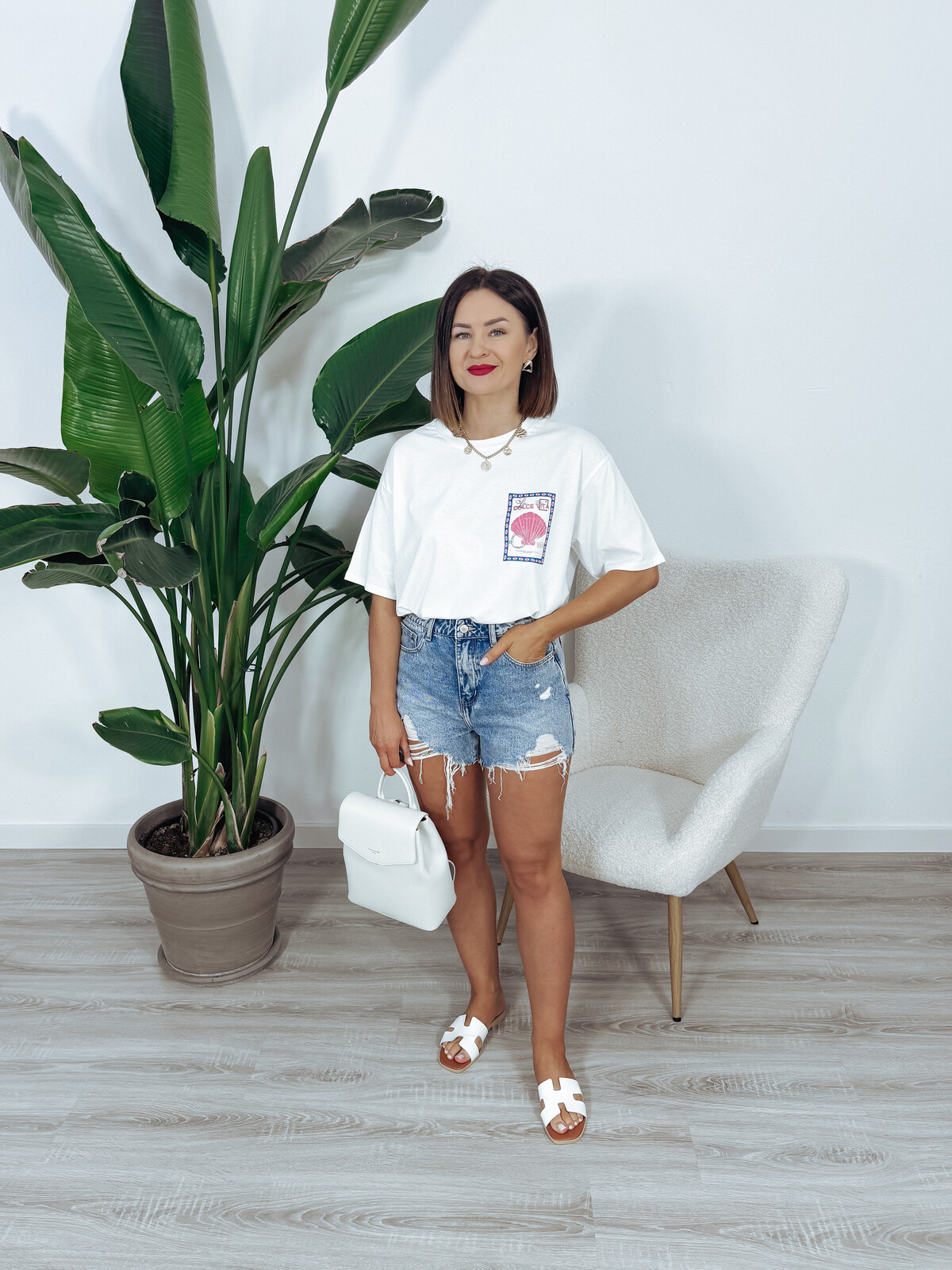T-shirt oversize z bawełny biały DOLCE VITA zdjęcie 3