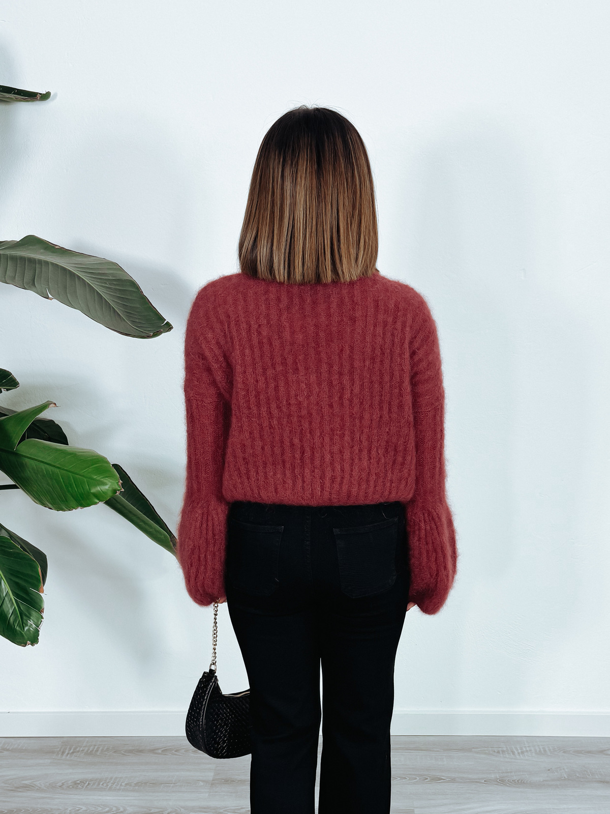 Sweter premium 81% kid moher rękaw dzwonek bordo CHILO ♡ zdjęcie 3