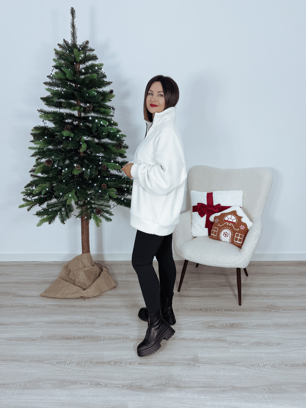 Bluza polarowa 30% wełny śmietankowa TEDDY zdjęcie 3