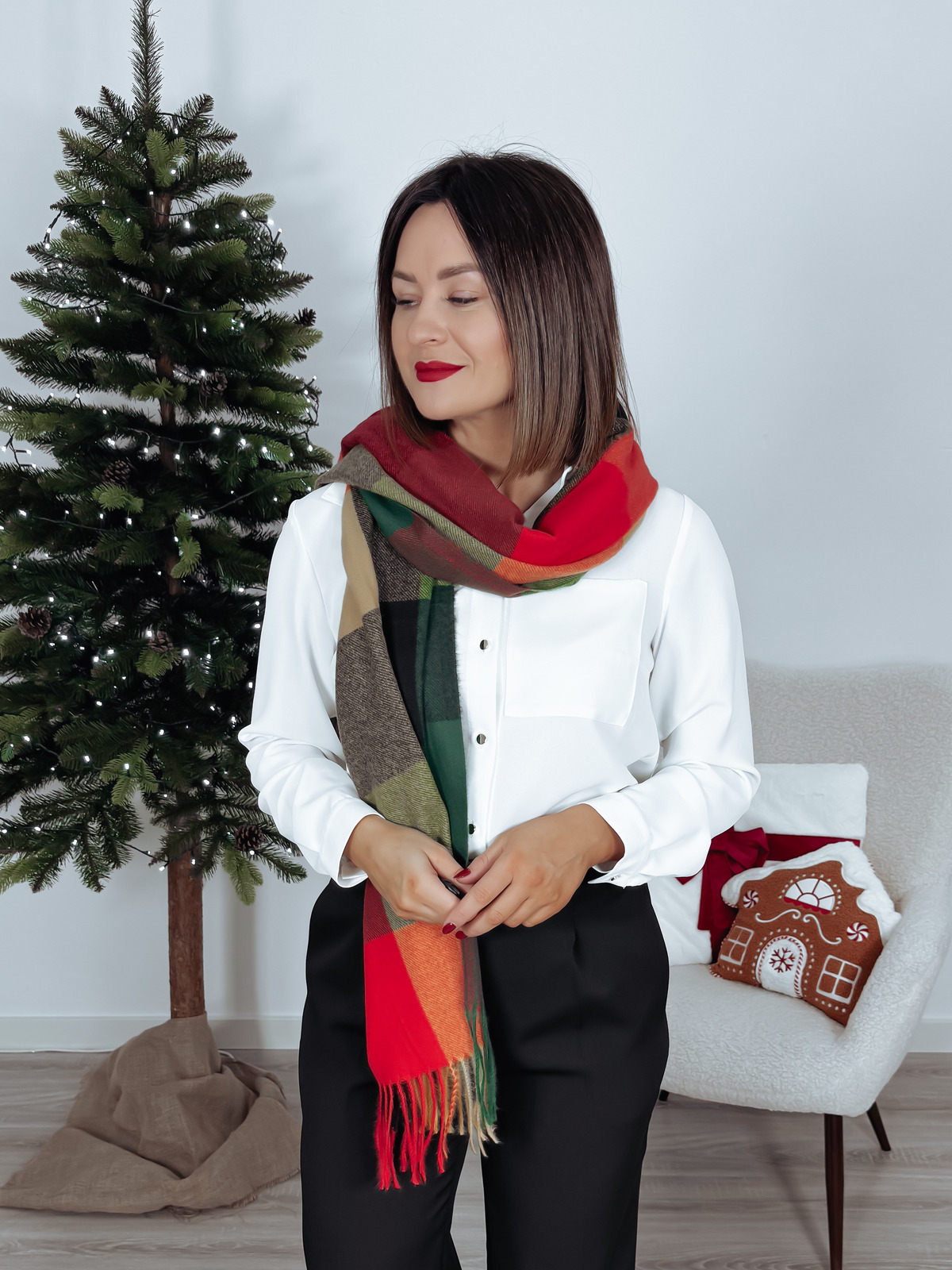 Szal w kratkę PRINT 3 zdjęcie 1