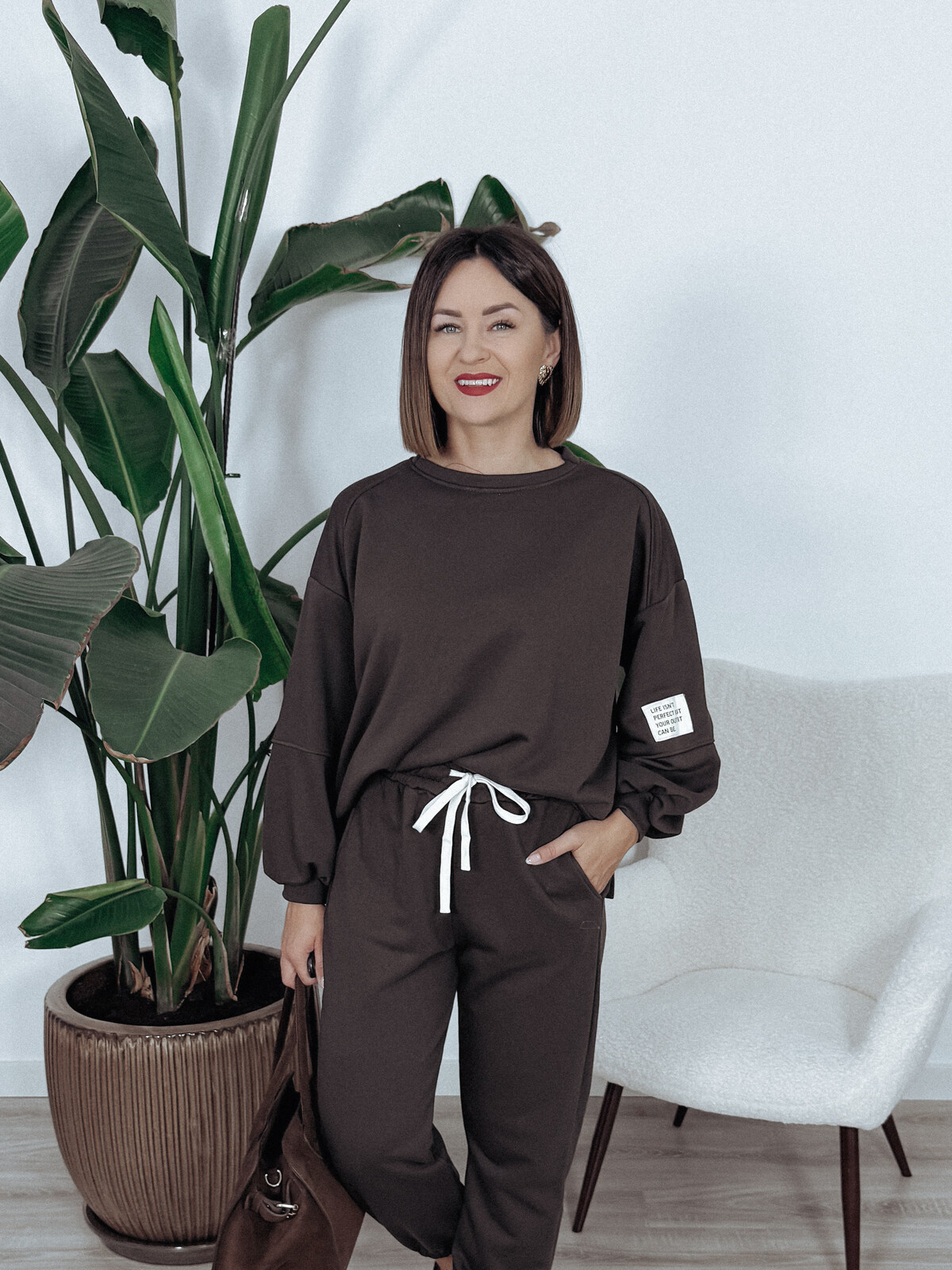 Komplet bawełniany bluza + spodnie czekolada ARIA zdjęcie 2