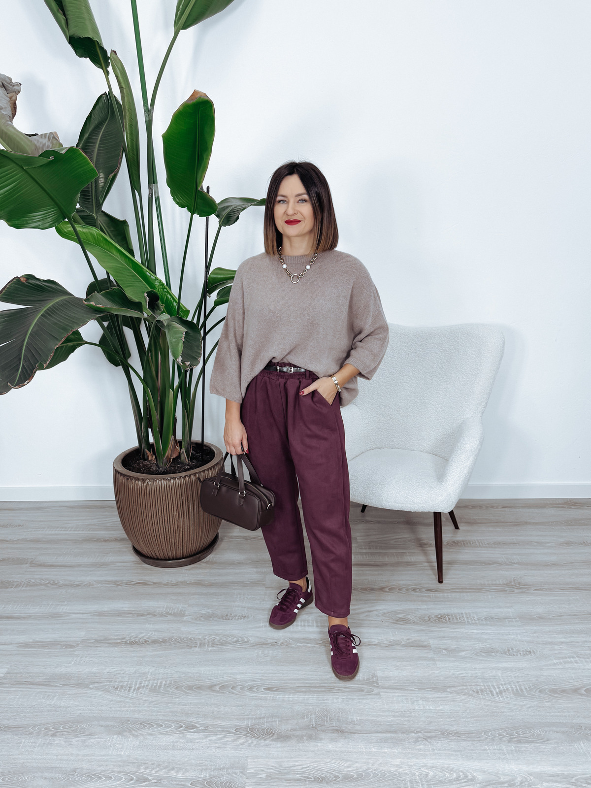 Sweter oversize z baby alpaką i wełną | taupe RUNNI zdjęcie 3