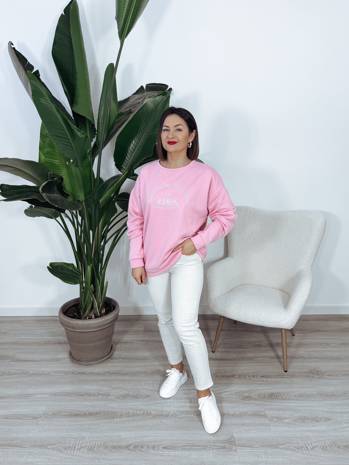 Bluza oversize pastel róż PARIS ♡ zdjęcie 3