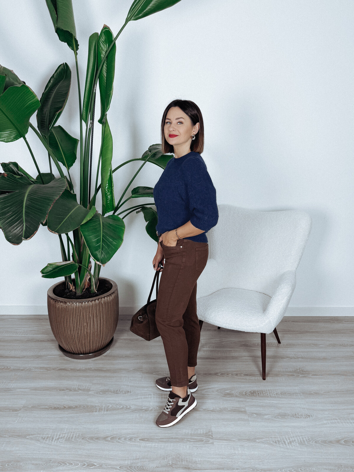 Sweter premium z alpaką i wełną dziewiczą granatowy JENA zdjęcie 3