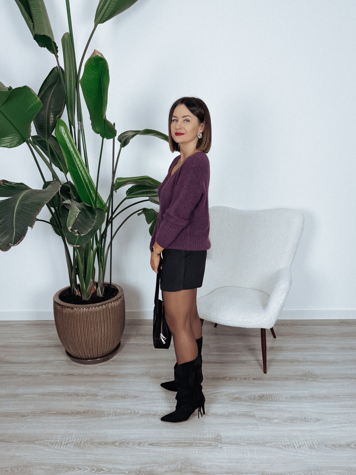 Sweter premium z baby suri alpaką bakłażan DOVER zdjęcie 3