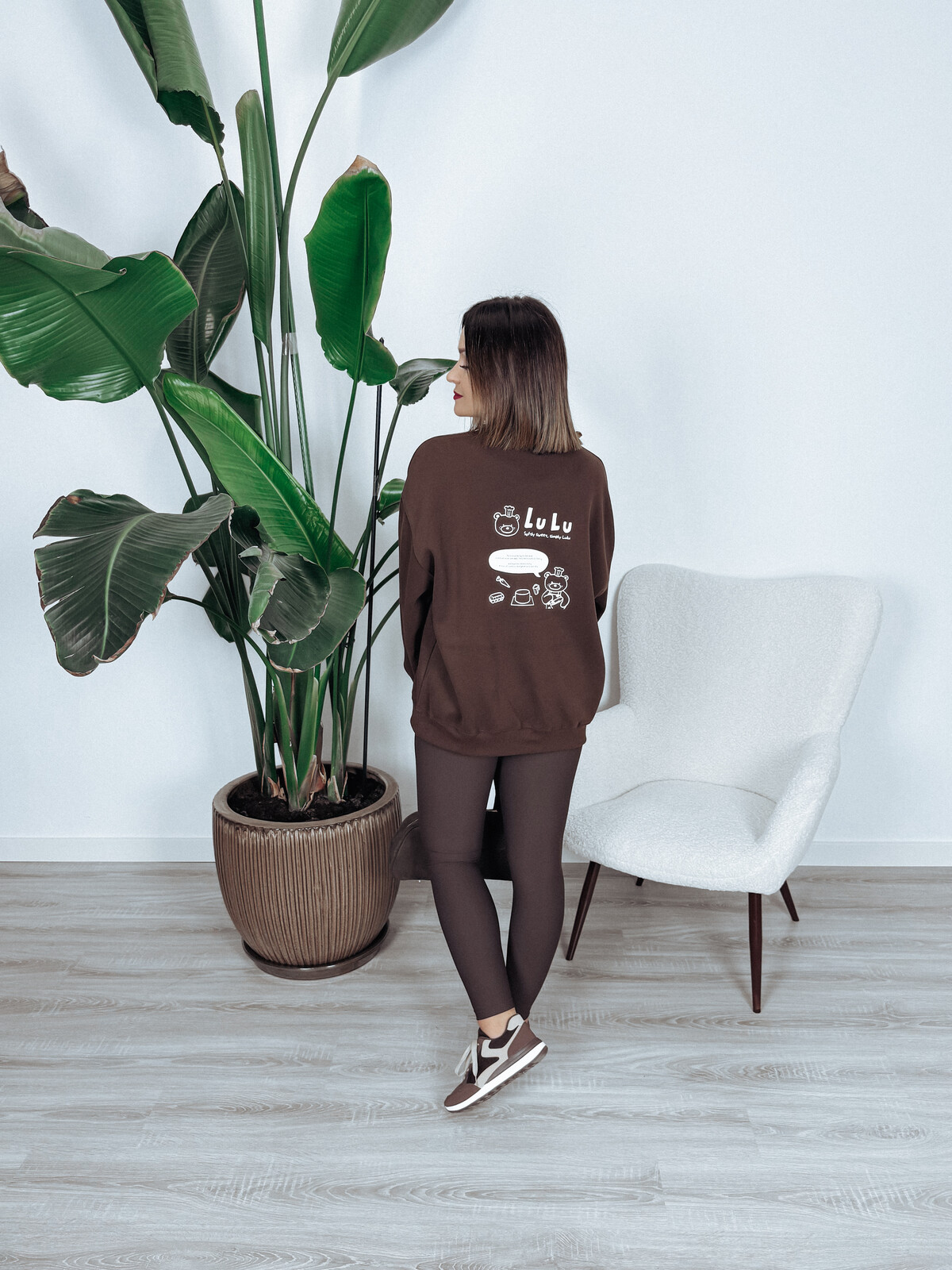 Bluza oversize | miś i napisy | czekoladowa LU LU zdjęcie 2