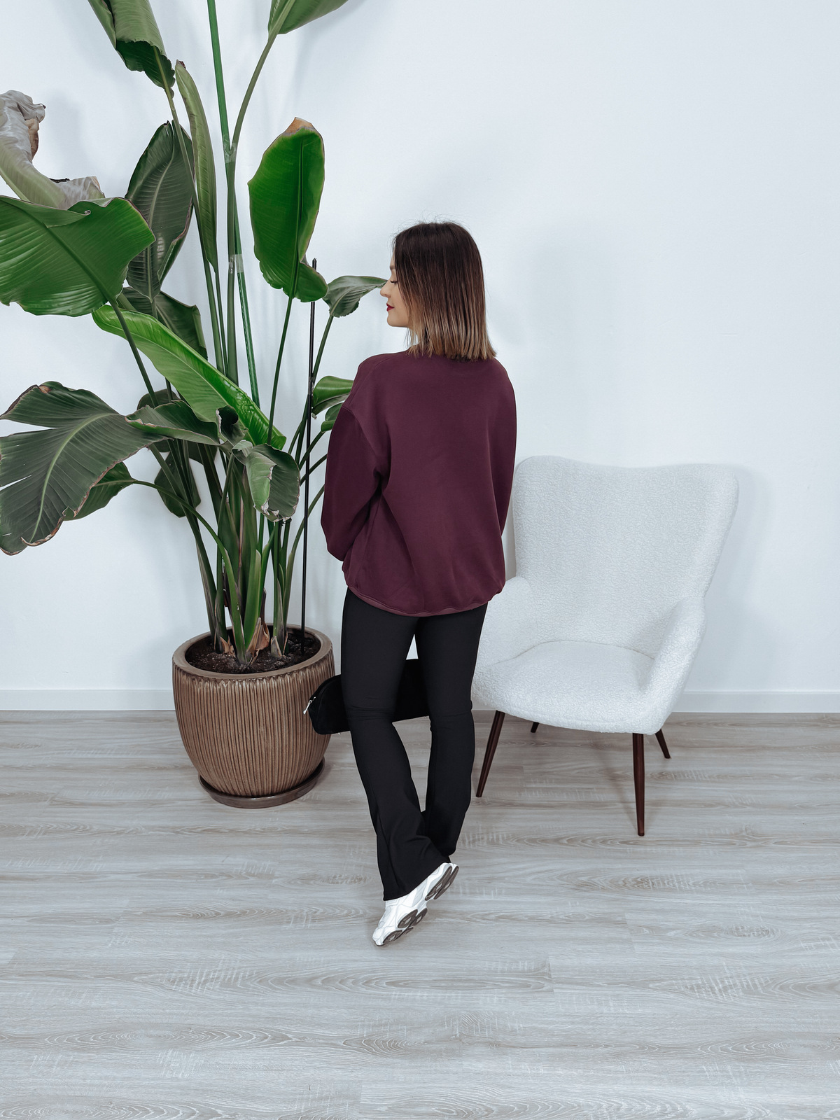 Bluza oversize z nadrukiem myszki Mickey bordowa MOUSE zdjęcie 4