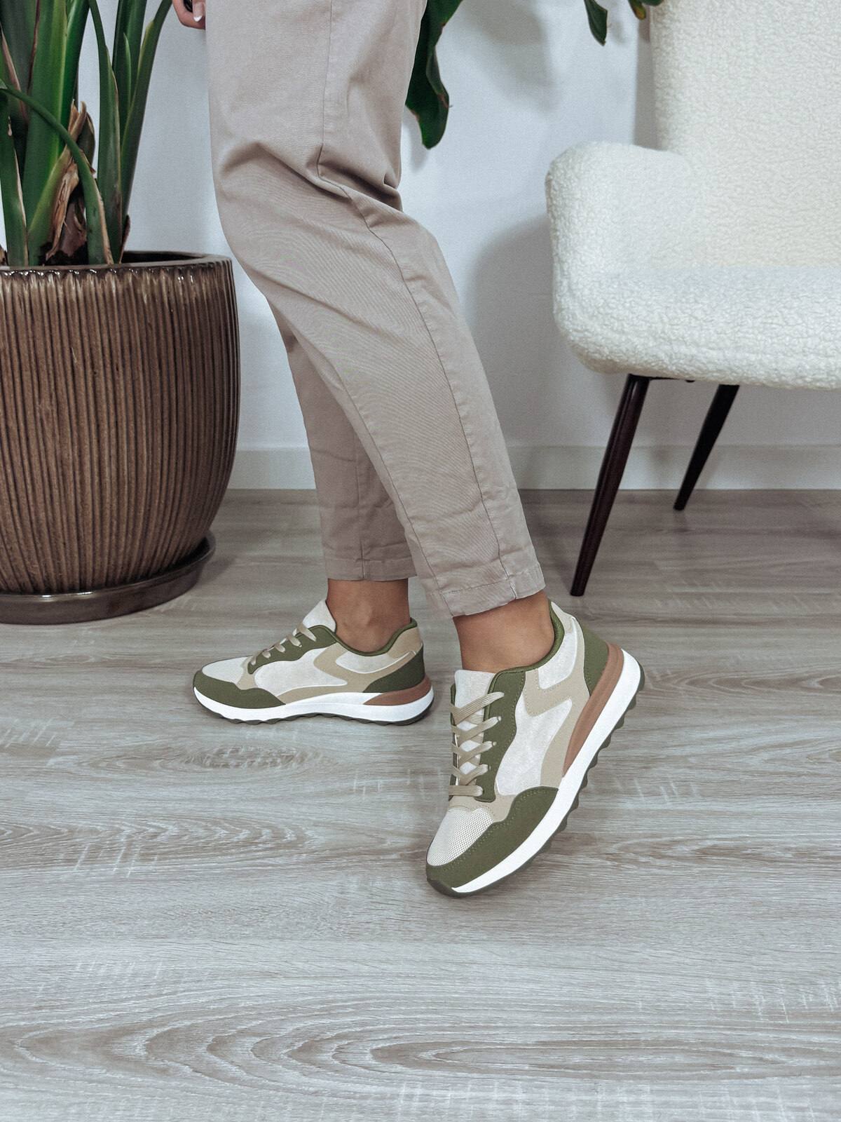 Sneakersy beżowo-khaki STREET zdjęcie 3