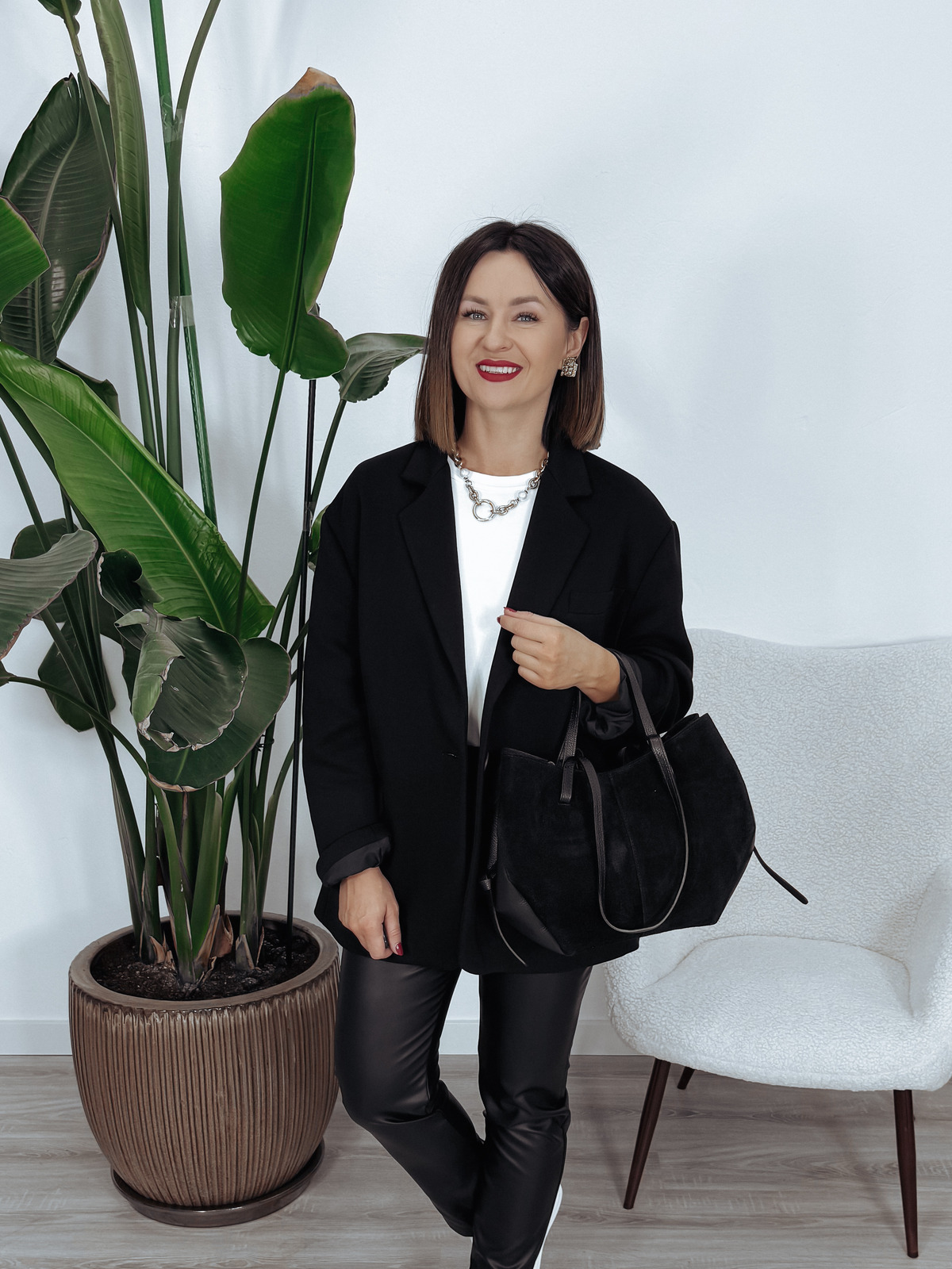Marynarka oversize premium 95% bawełna czarna BELLA zdjęcie 1
