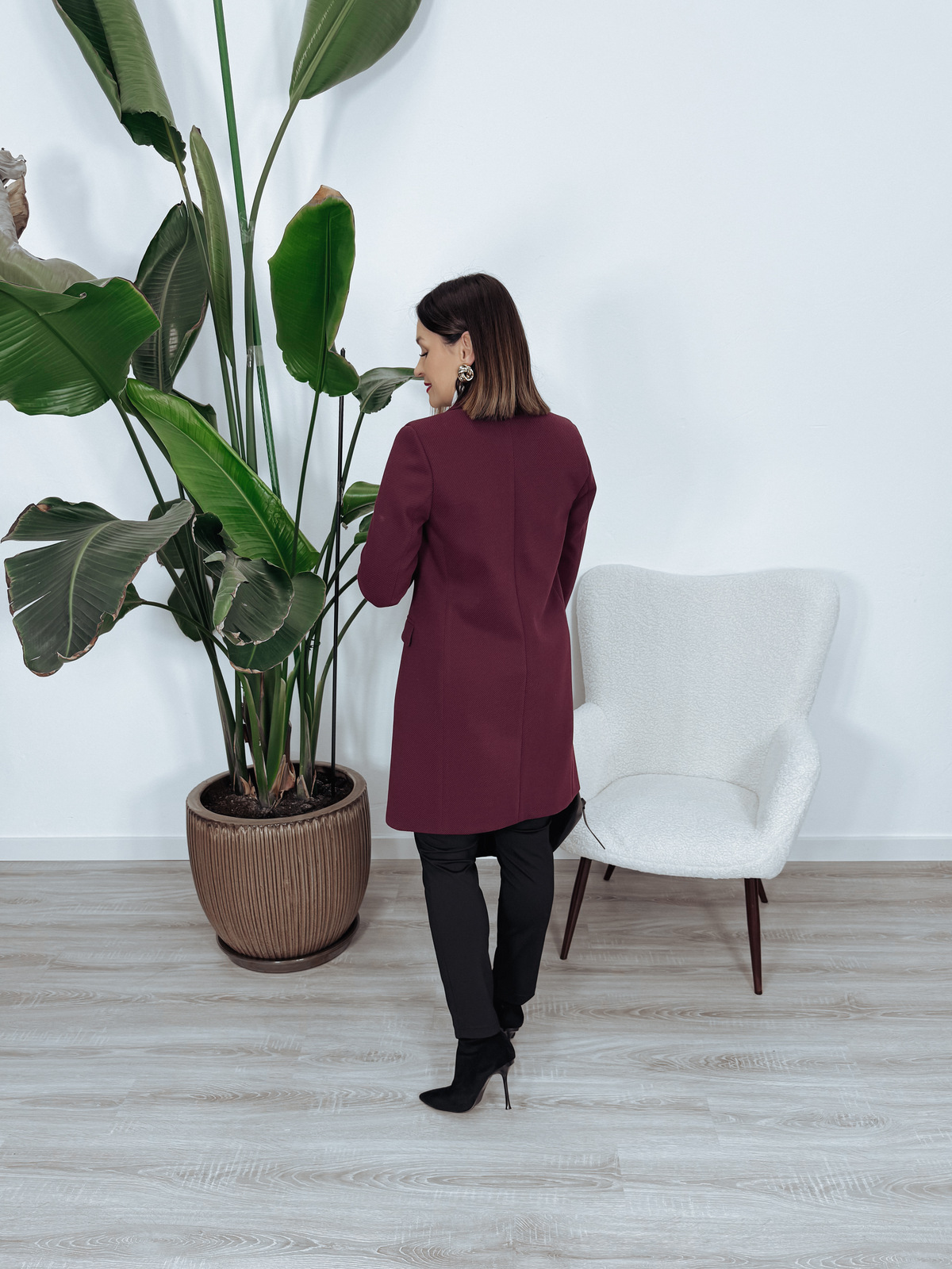 Płaszcz premium | 50% wełna 35% wiskoza | bordo LEA zdjęcie 4