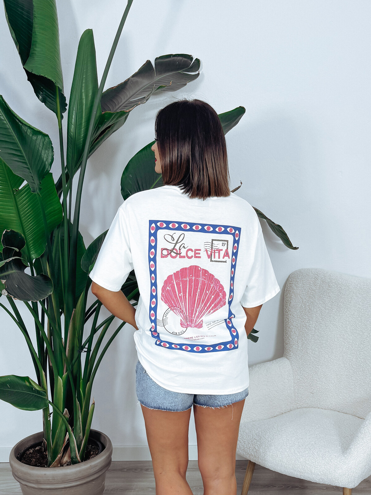 T-shirt oversize z bawełny biały DOLCE VITA zdjęcie 2