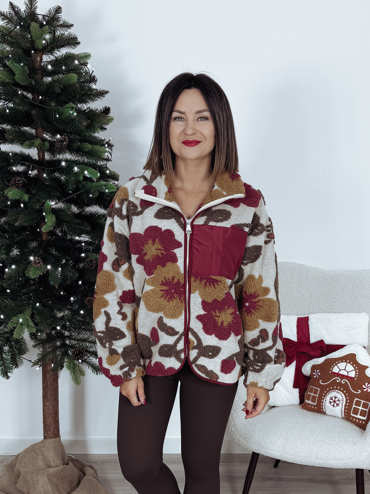 Bluza/kurtka polarowa w kwiaty na zamek HOLIDAY  zdjęcie 1